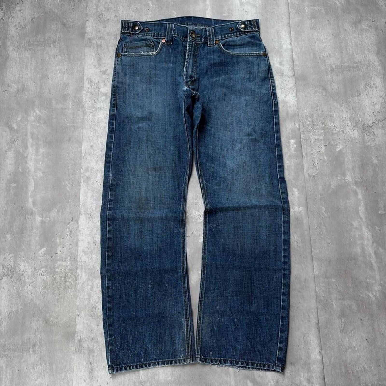 Levi's Y2K Dark Wash Levi’s 514 Slim Straight Grunge Denim Jeans Size US 33 - 2 Thumbnail