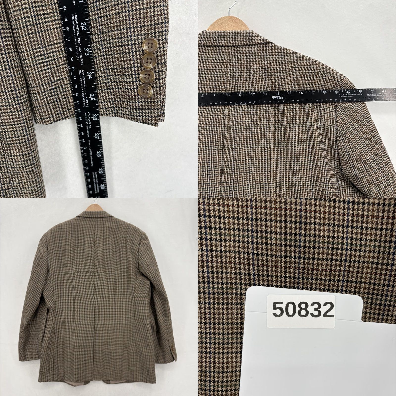 Ralph Lauren Lauren Ralph Lauren Blazer Mens 44L Brown Check Wool Tweed Sport Coat Jacket Size 44R - 9 Thumbnail
