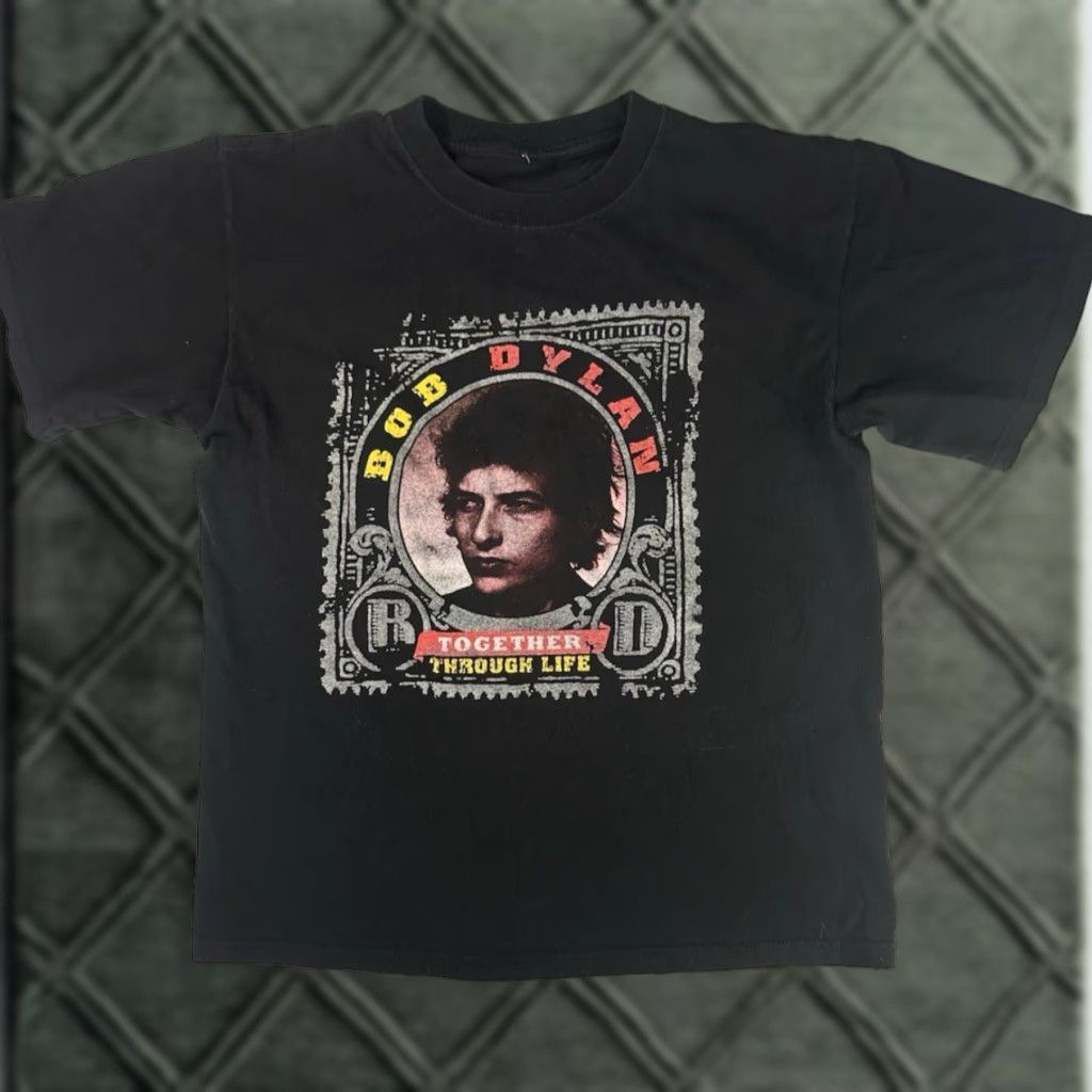VINTAGE Bob Dylan Tour Shirt Unisex Small Blue 2009 Together Through Life Graphic Tee Mens Womens Boys Girls