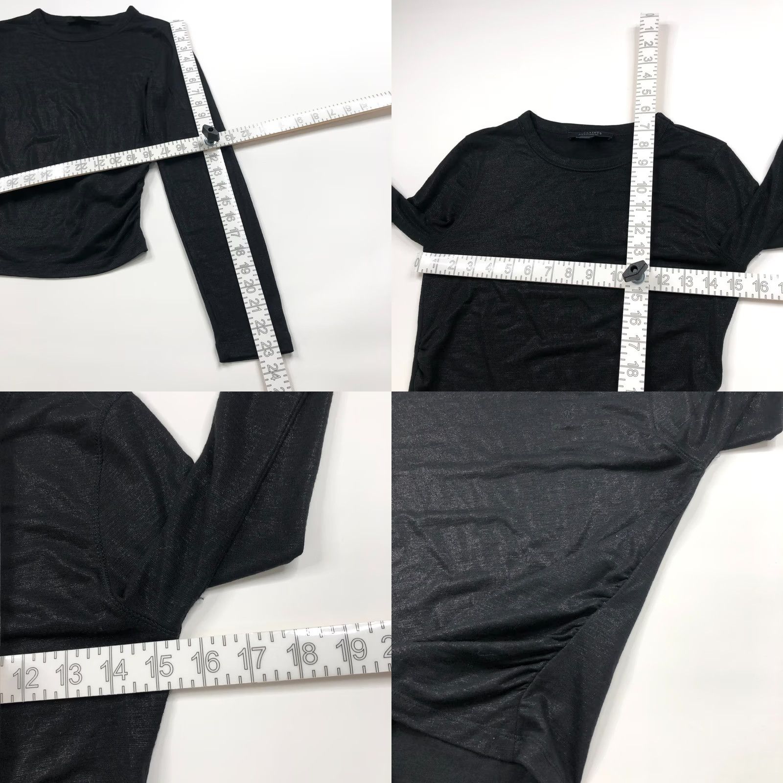 Allsaints All Saints Tina Shimmer US 4 Lightweight Ruched Gather Shirt Top Black MINT HRJ Shirt Womens 4 Black Lightweight Ruched Gather Front-Exposure? Size S / US 4 / IT 40 - 8 Thumbnail