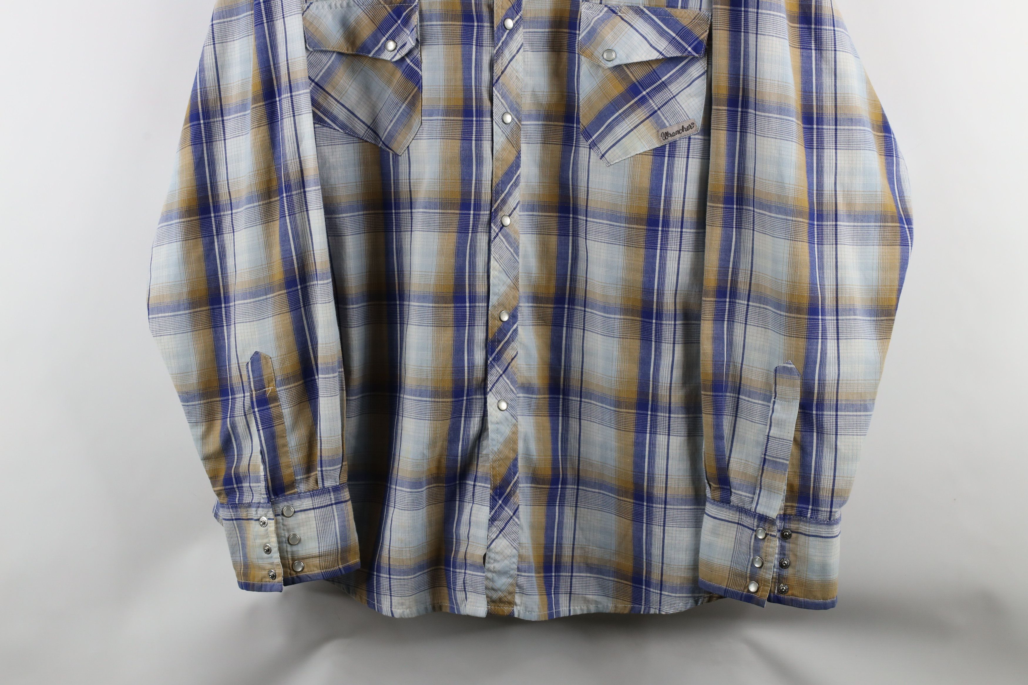 Vintage × Wrangler Vintage 90s Wrangler Rodeo Wrancher Snap Button Shirt Plaid Size US XXL / EU 58 / 5 - 3 Thumbnail
