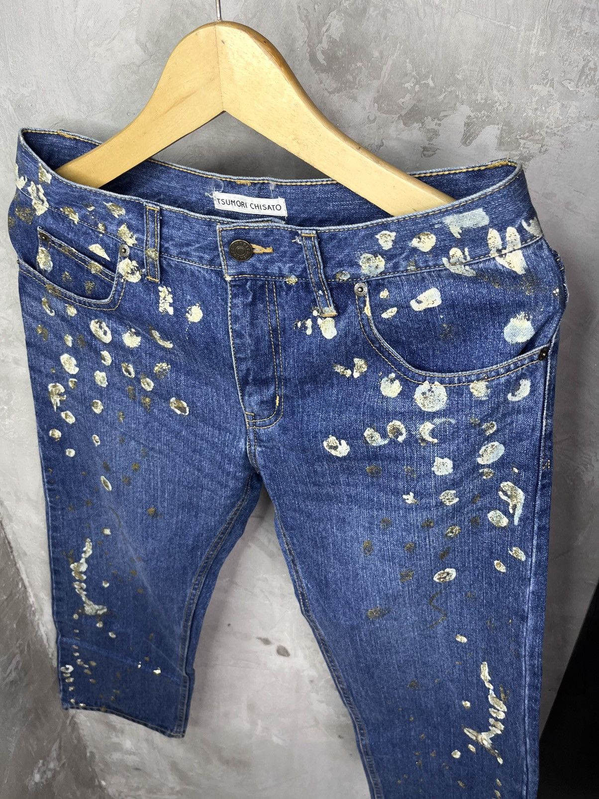 Tsumori Chisato Issey Art Tsumori Chisato Gold Splatter Hand Painted Jeans Size 26" / US 2 / IT 38 - 5 Thumbnail