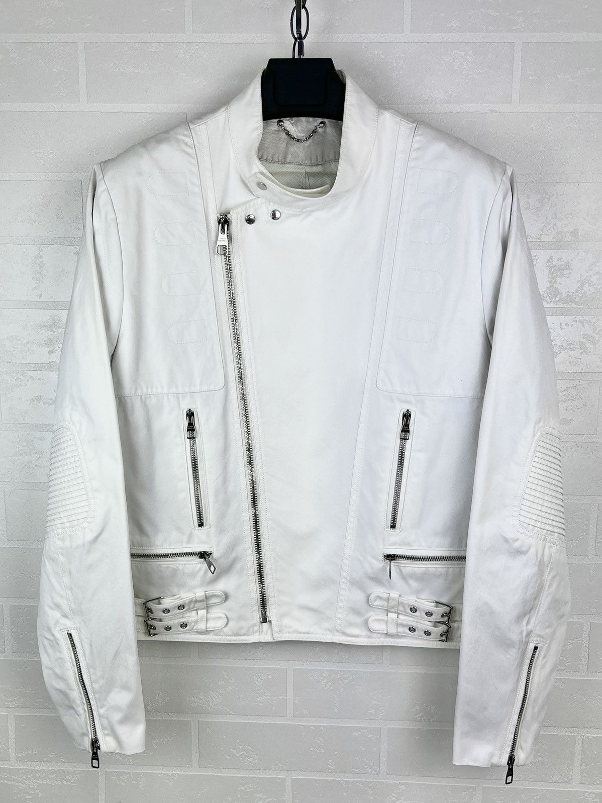 Louis Vuitton LOUIS VUITTON Jacket Biker Cotton Zippers Pocket LV White Size US XL / EU 56 / 4 - 1 Thumbnail