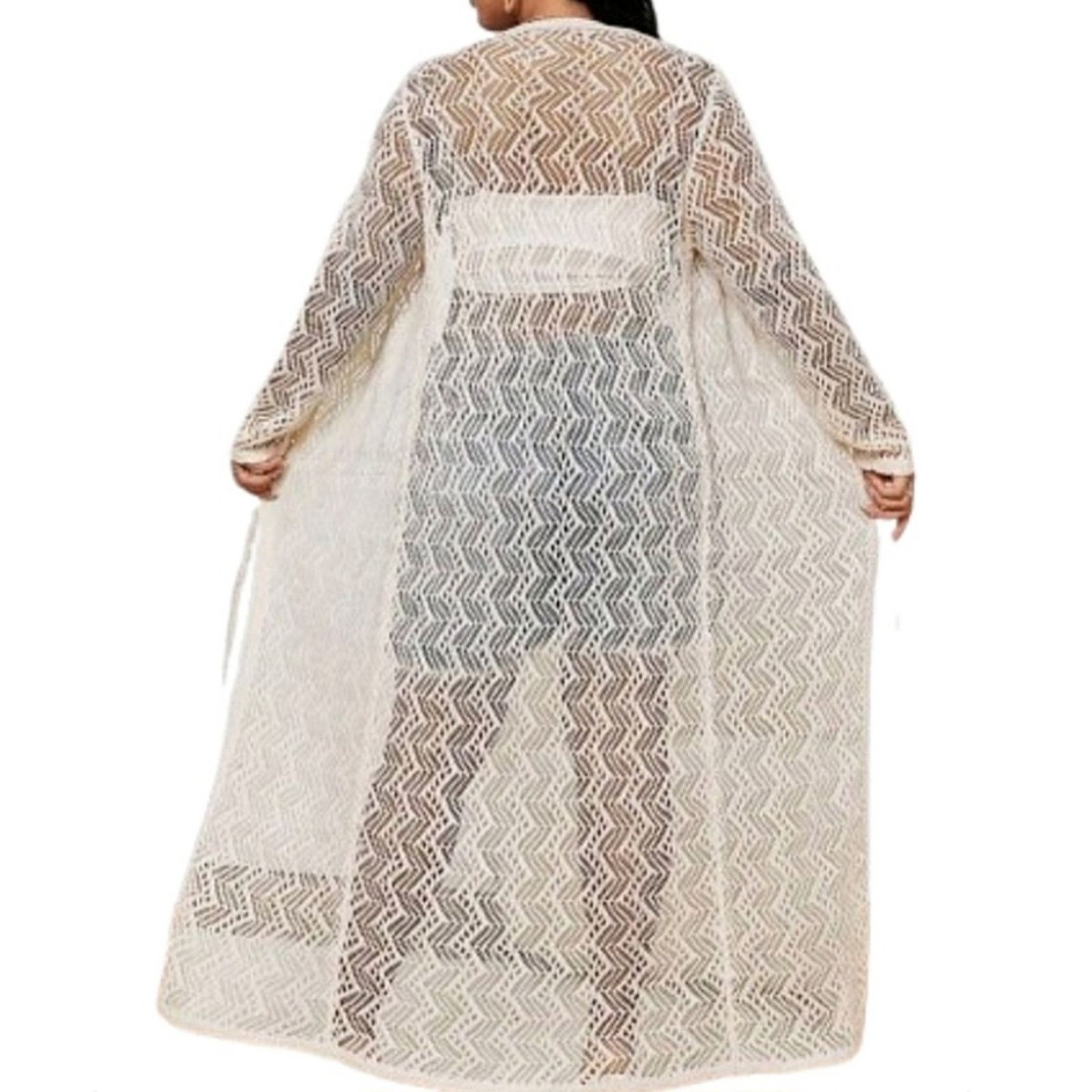Shein CROCHET STYLE ☆ TIE FRONT ☆ DUSTER / COVER-UP 5x ☆ NWT Size 4XL / US 24-26 - 6 Thumbnail