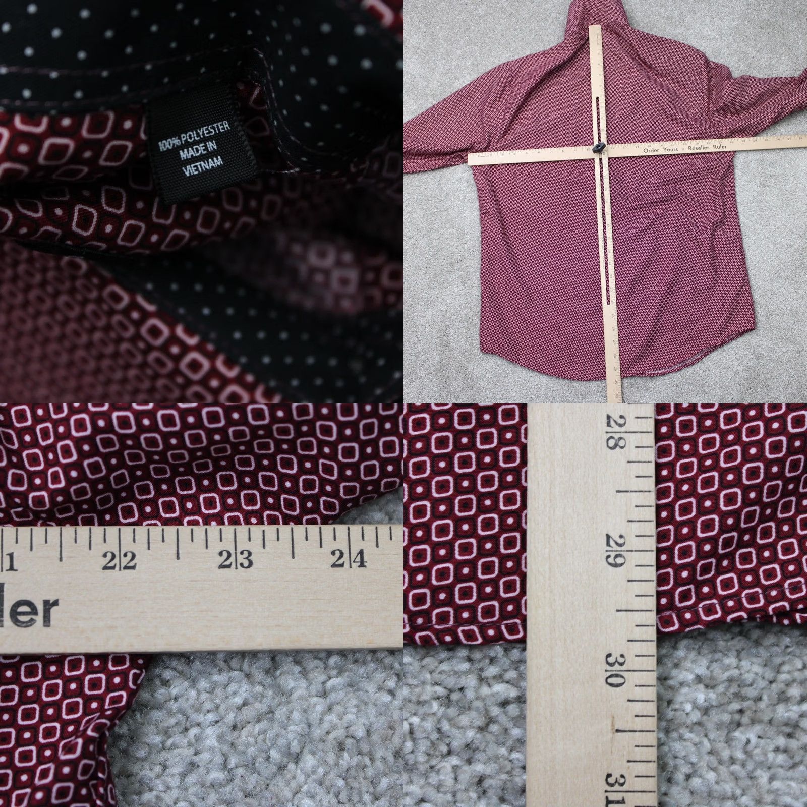 Vintage Society of Threads Shirt Mens 15-15 1/2 33/34 Red Black Slim Fit Geometric Long Sleeve Dress Shirt Mens Size US L / EU 52-54 / 3 - 8 Thumbnail