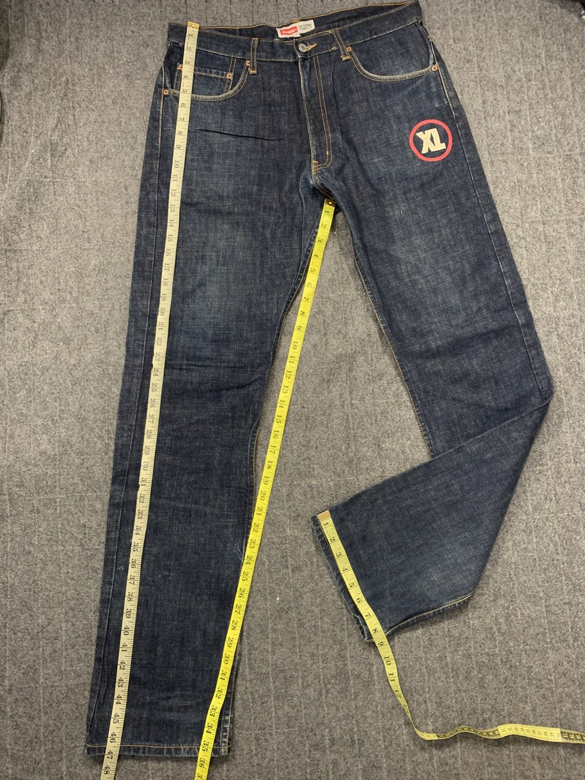 X-LARGE X Large XL Indigo Denim Straight Cut Check Monogram Printed Size US 34 / EU 50 - 13 Thumbnail