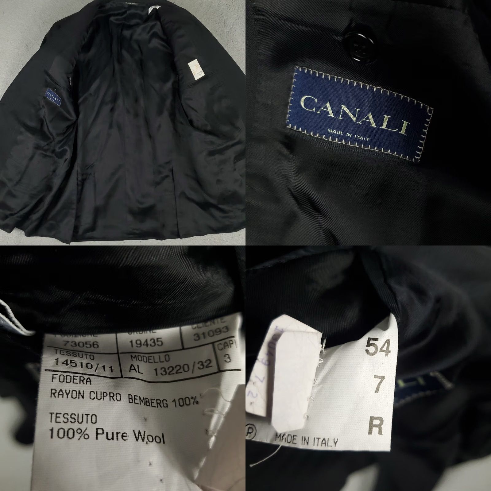 Canali Canali Blazer Mens Size 44 US 54/EU Black Wool Italy Sport Coat Jacket Size 44R - 9 Thumbnail