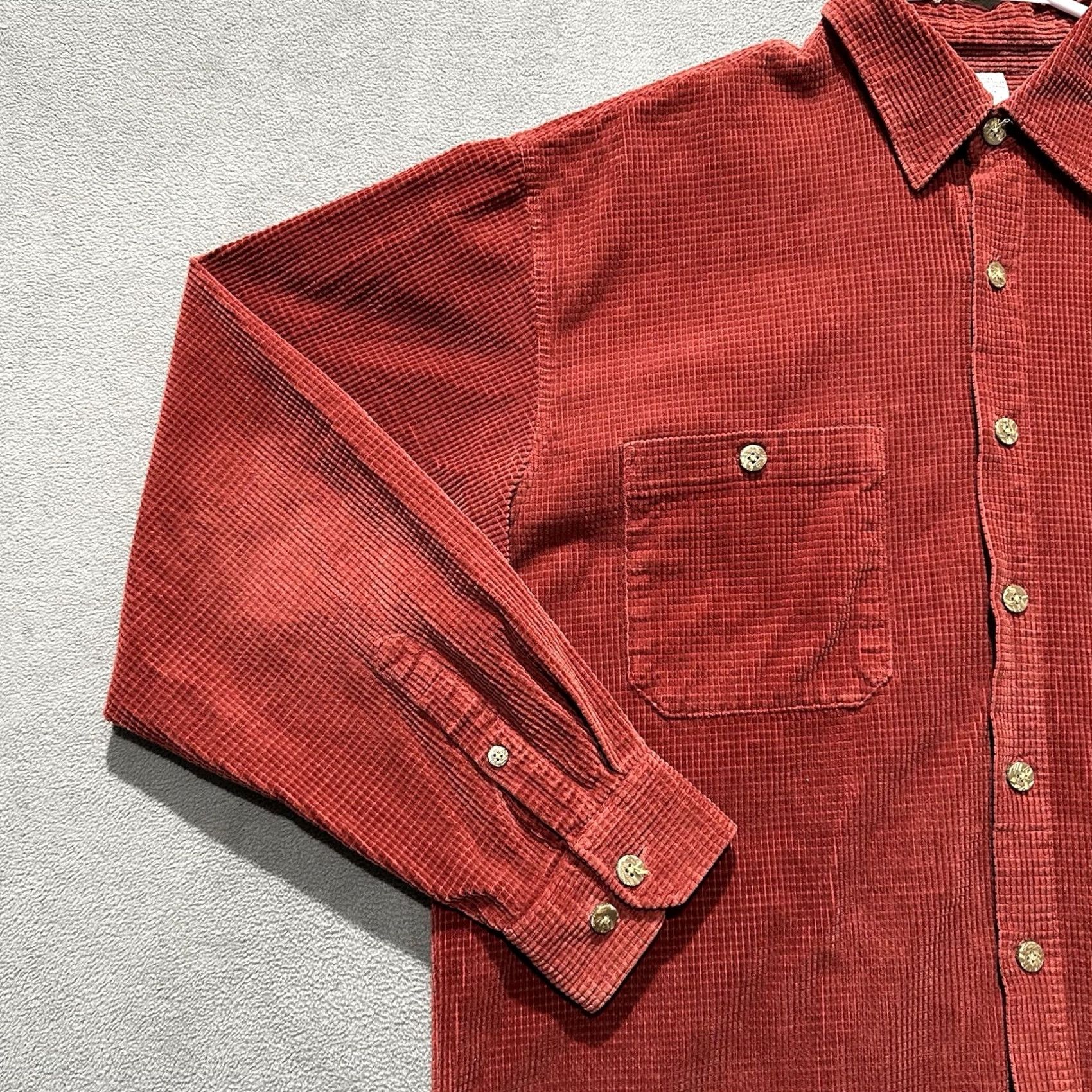 The Territory Ahead The Territory Ahead Shirt Mens L Orange/Red Waffle Textured Button-Up Heavy GUC Size US L / EU 52-54 / 3 - 5 Thumbnail