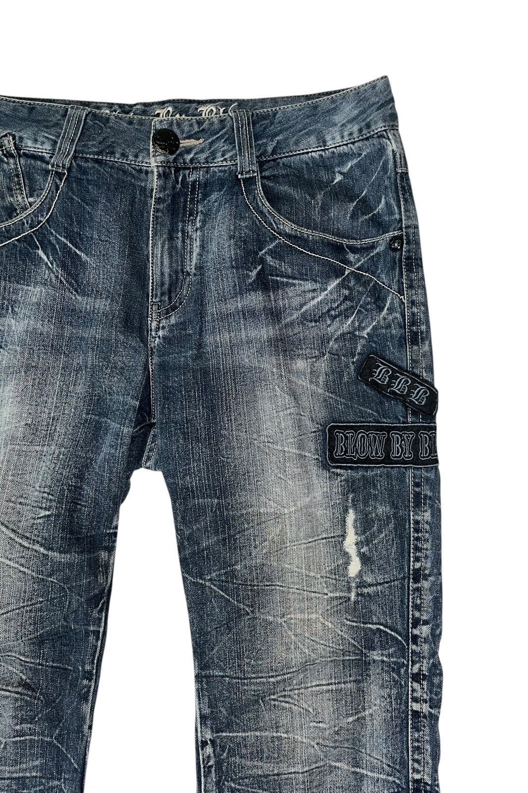 Japanese Brand Japan Brand Blow By Blue Stone Wash Patches Denim Jeans Size US 33 - 6 Thumbnail