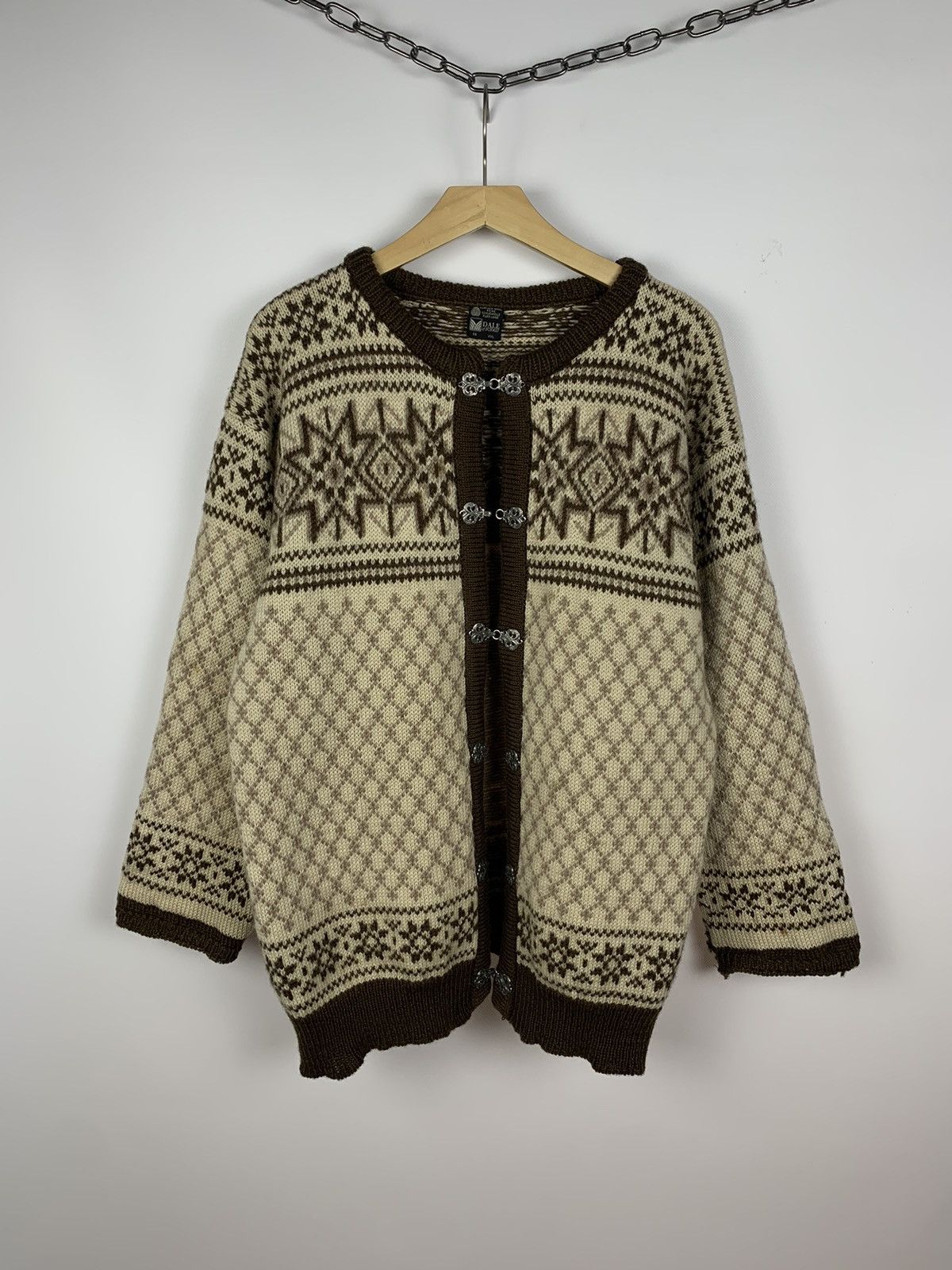 Vintage Dale of Norway Winter Fair Isle Wool Cardigan 90's