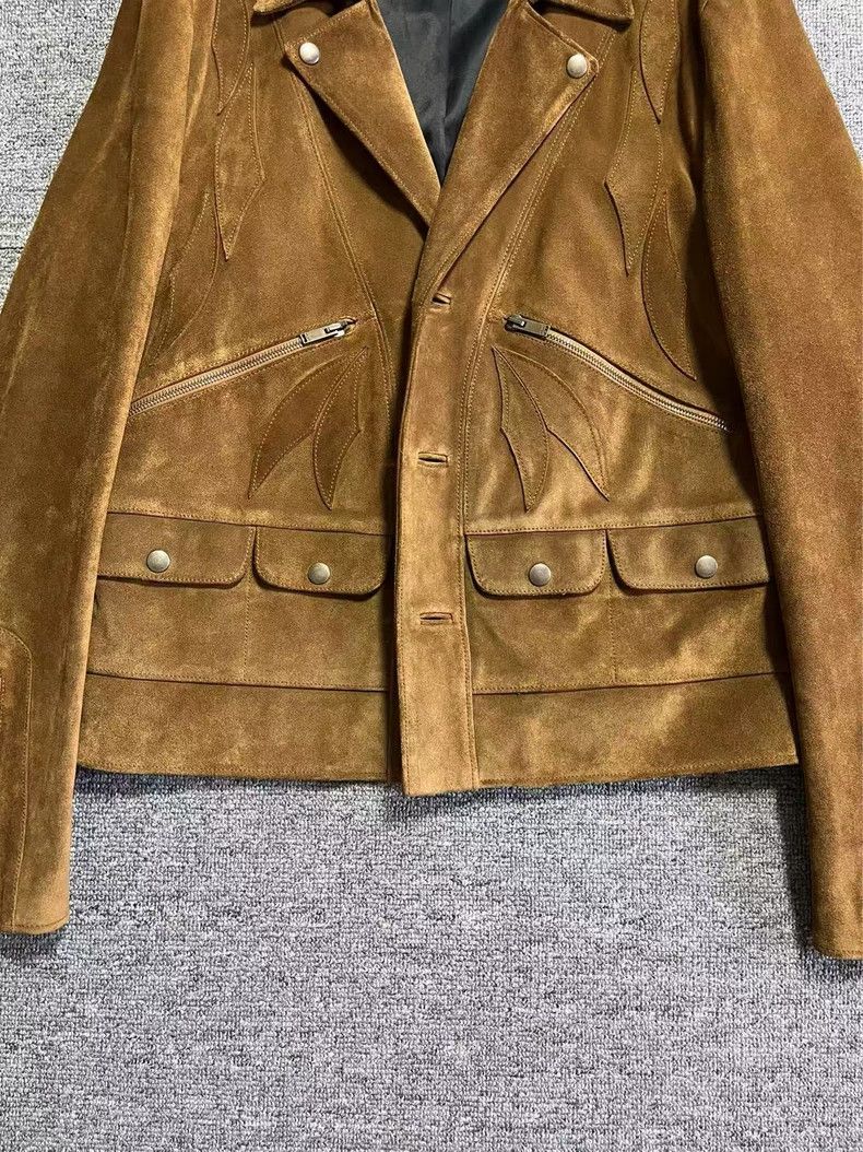 Saint Laurent Paris Saint Laurent Paris 20ss Blue Cow Carved Biker Jacket 2505- Size US L / EU 52-54 / 3 - 4 Thumbnail