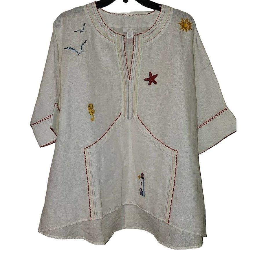 Intropia Needlepoint Embroidered Blouse $260 SIZE 38 MED