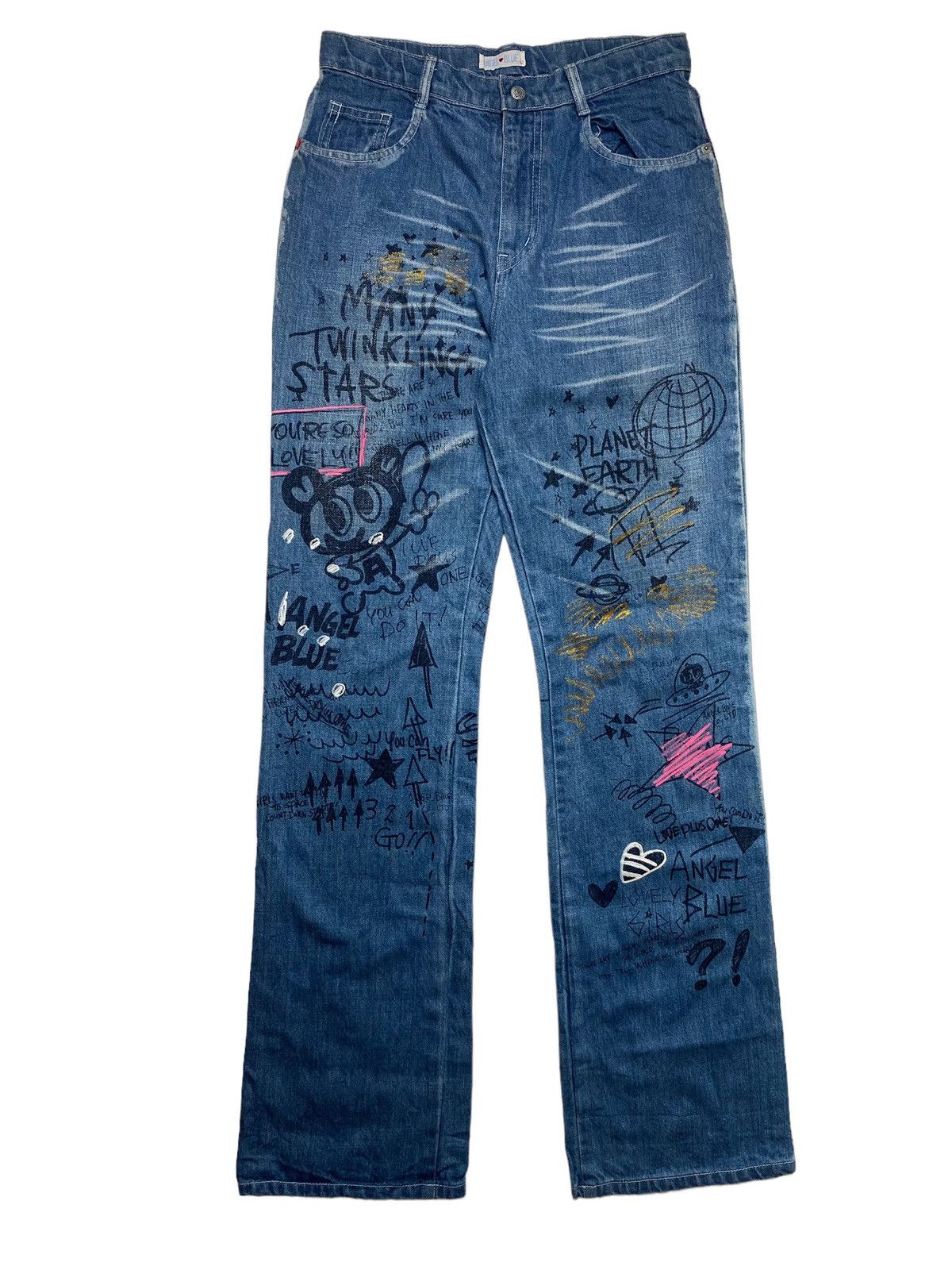 Angel Blue 1990s Angel Blue - Sketch Pen Denim Japanese Brand Size US 28 / EU 44 - 2 Thumbnail