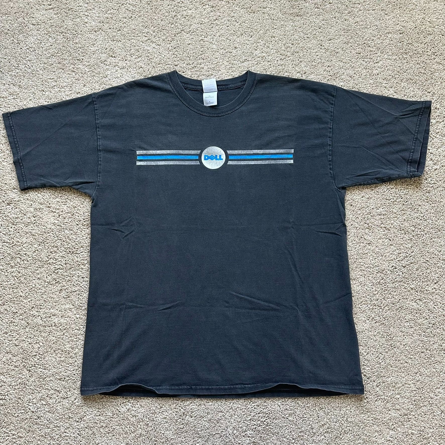 Gildan Vintage Y2K Dell Computers Logo T-Shirt Sun Faded Black PC T Size US XL / EU 56 / 4 - 3 Thumbnail