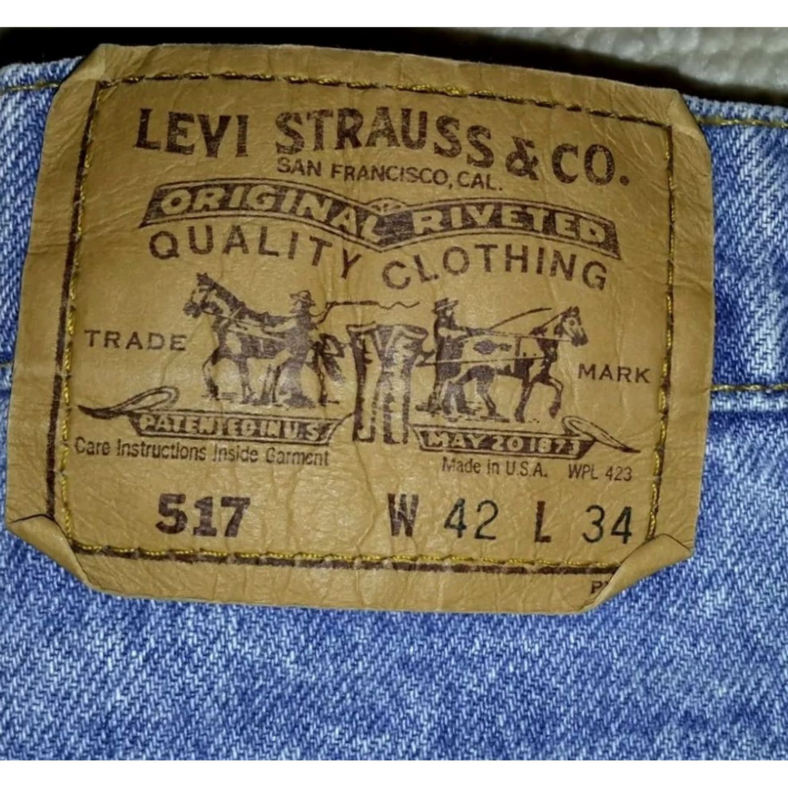 Vintage VINTAGE Levis 517 orange tab jeans Mens light wash 40x32 made in the USA 1980s Size US 40 / EU 56 - 4 Thumbnail
