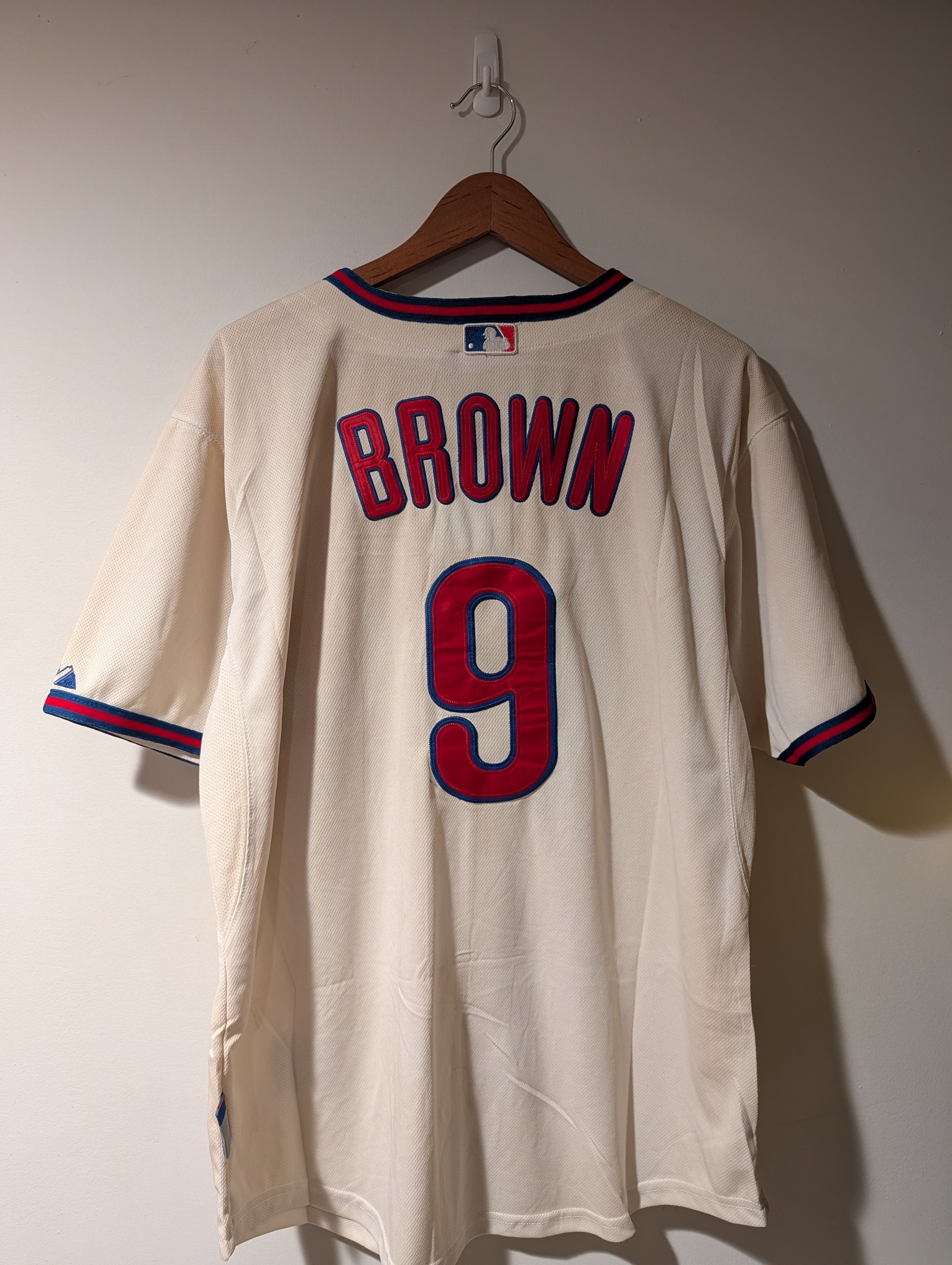 MLB Majestic Cool Base Philadelphia Phillies Brown #9 Jersey NWT Size US XL / EU 56 / 4 - 7 Thumbnail