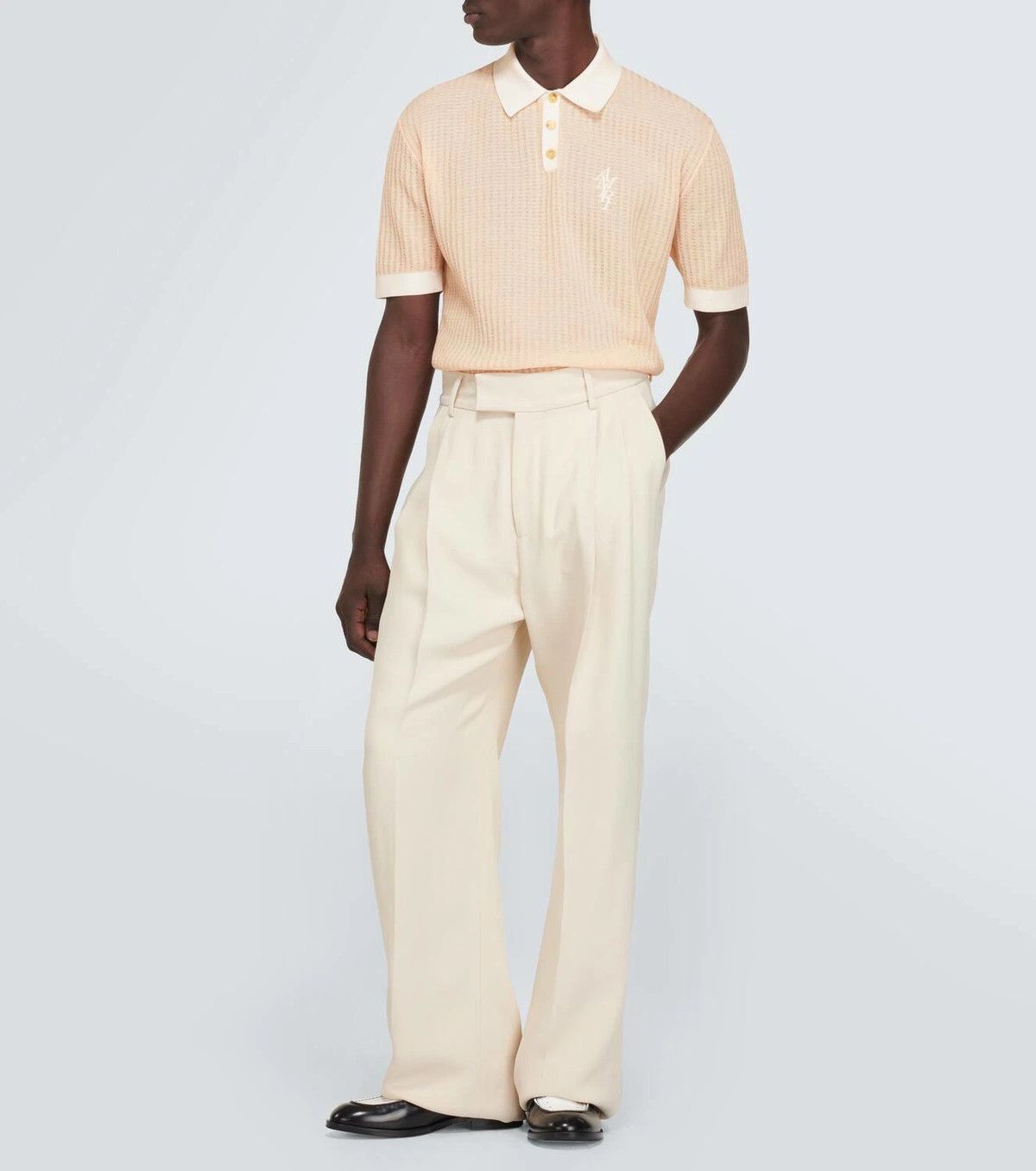 Amiri o1y0525 Logo Polo Shirt in Light Pink/White Size US XS / EU 42 / 0 - 2 Thumbnail