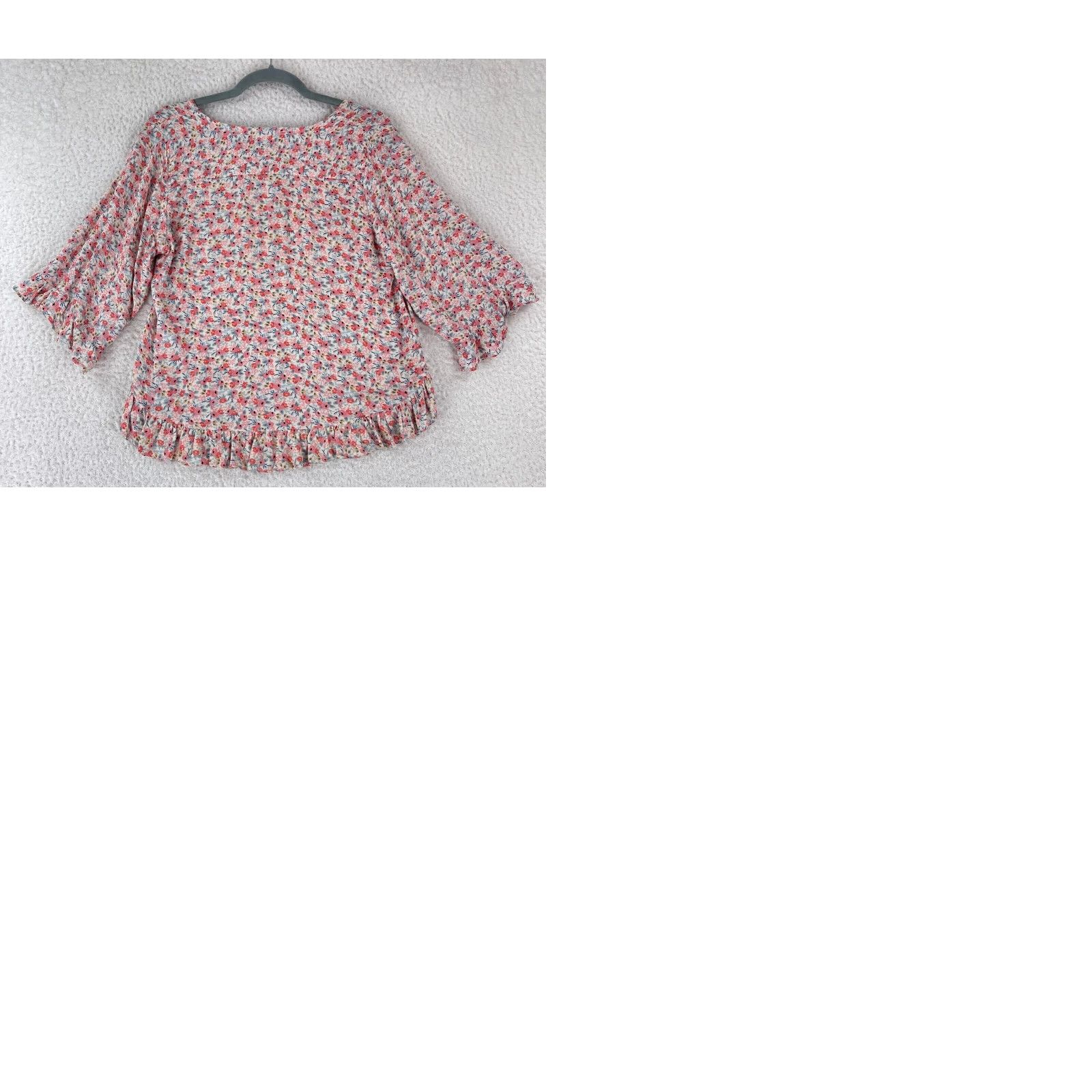 Cynthia Rowley Cynthia Rowley Pink Floral Print Peplum Shirt Womens V-Neck 3/4 Sleeve Size Small Size S / US 4 / IT 40 - 9 Thumbnail