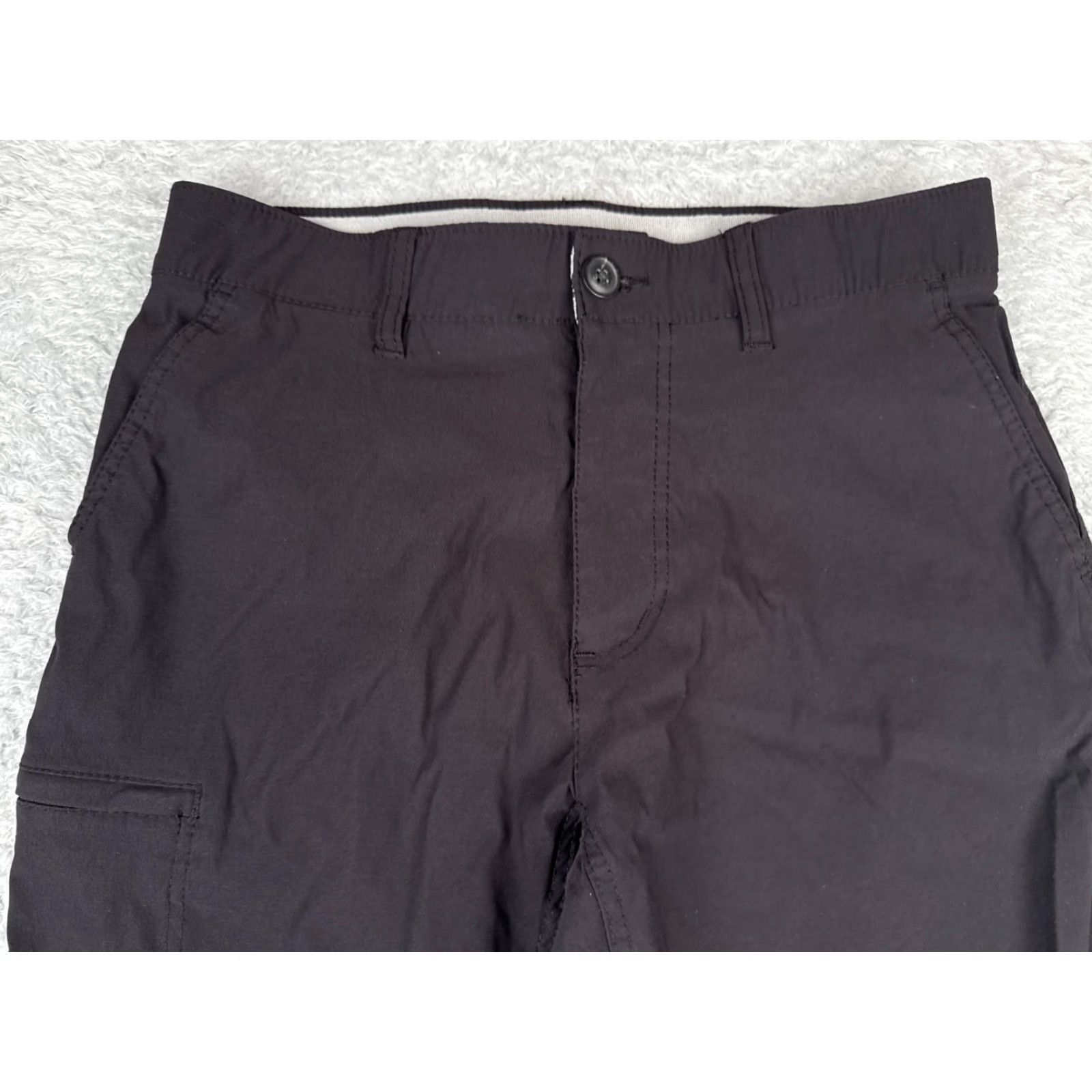 Vintage Cargo Pants Men 32 Black Nylon Straight Leg Zipper Pocket Hiking Camp 32x30 Size US 32 / EU 48 - 4 Thumbnail