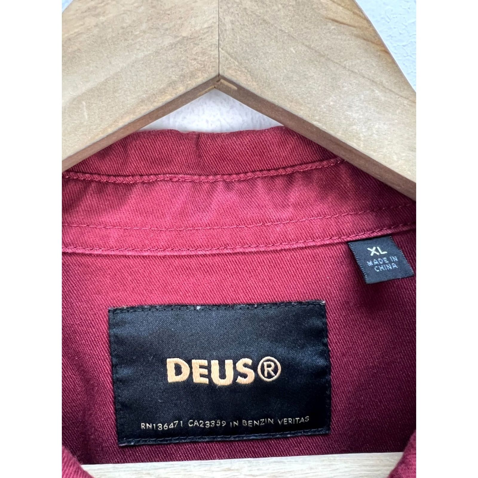 Deus Ex Machina Deus ex Machina Shirt Overshirt Mens XL Burgundy Workwear casual Solid Button logo Mid-Length Size US XL / EU 56 / 4 - 4 Thumbnail
