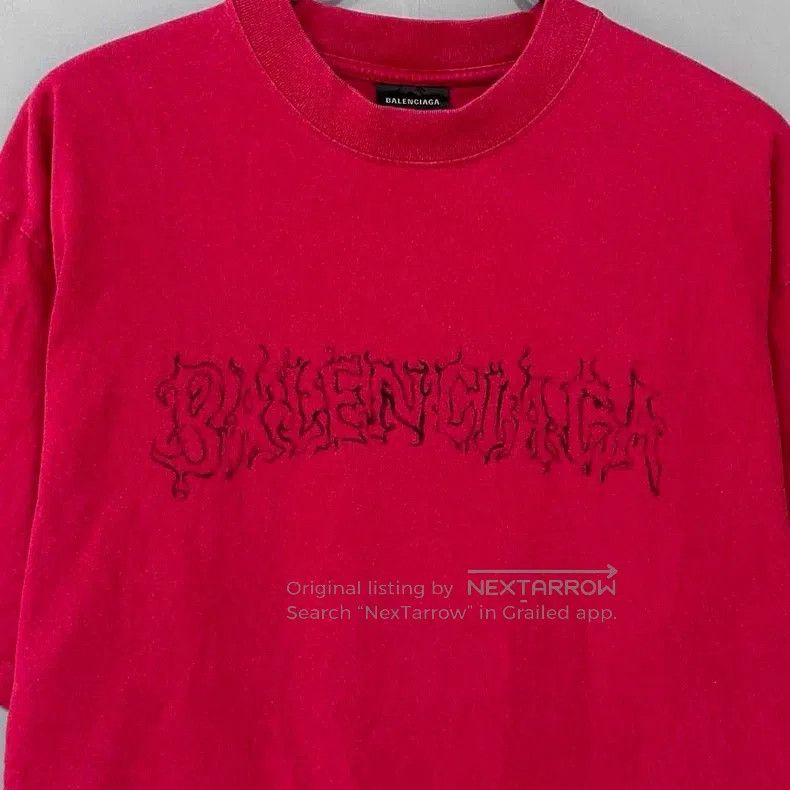 Balenciaga Balenciaga Red Flame Burst Printed Short Sleeve Size US XS / EU 42 / 0 - 2 Thumbnail