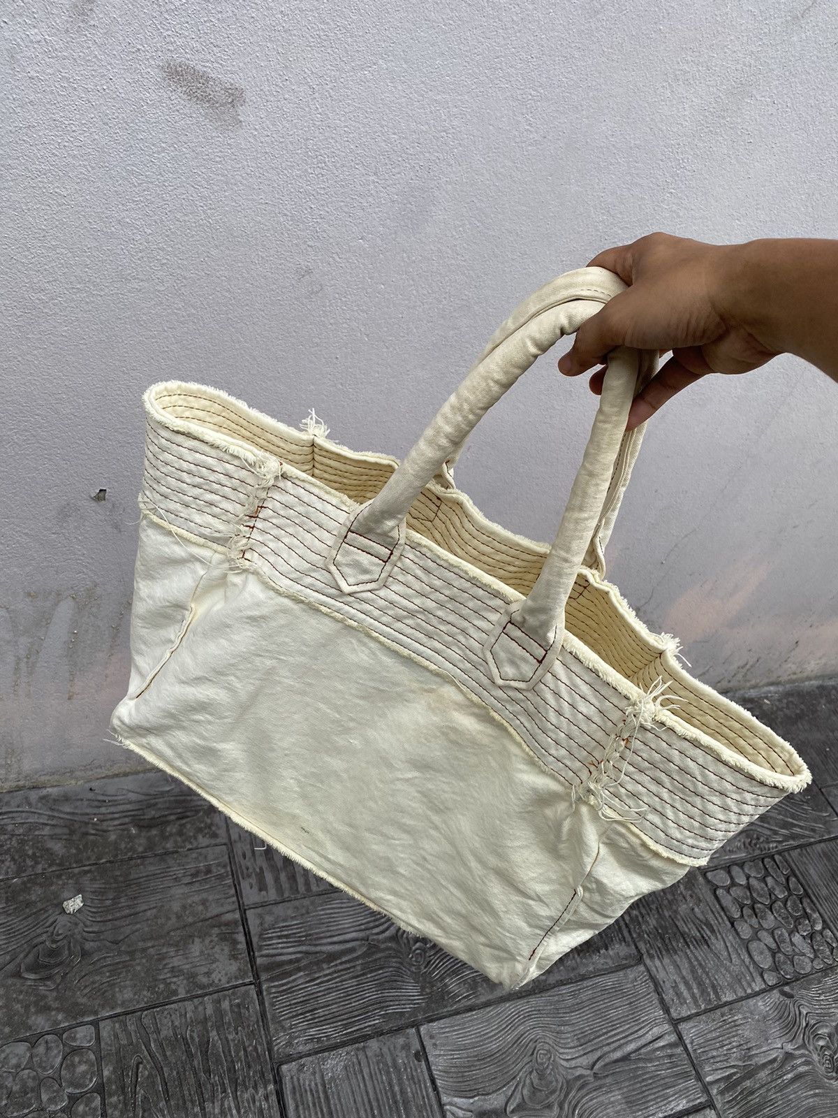 Comme des Garcons 🔥RARE🔥 Vintage CDG “tricot” Multi Stitches Duck Cotton Bag Size ONE SIZE - 14 Thumbnail