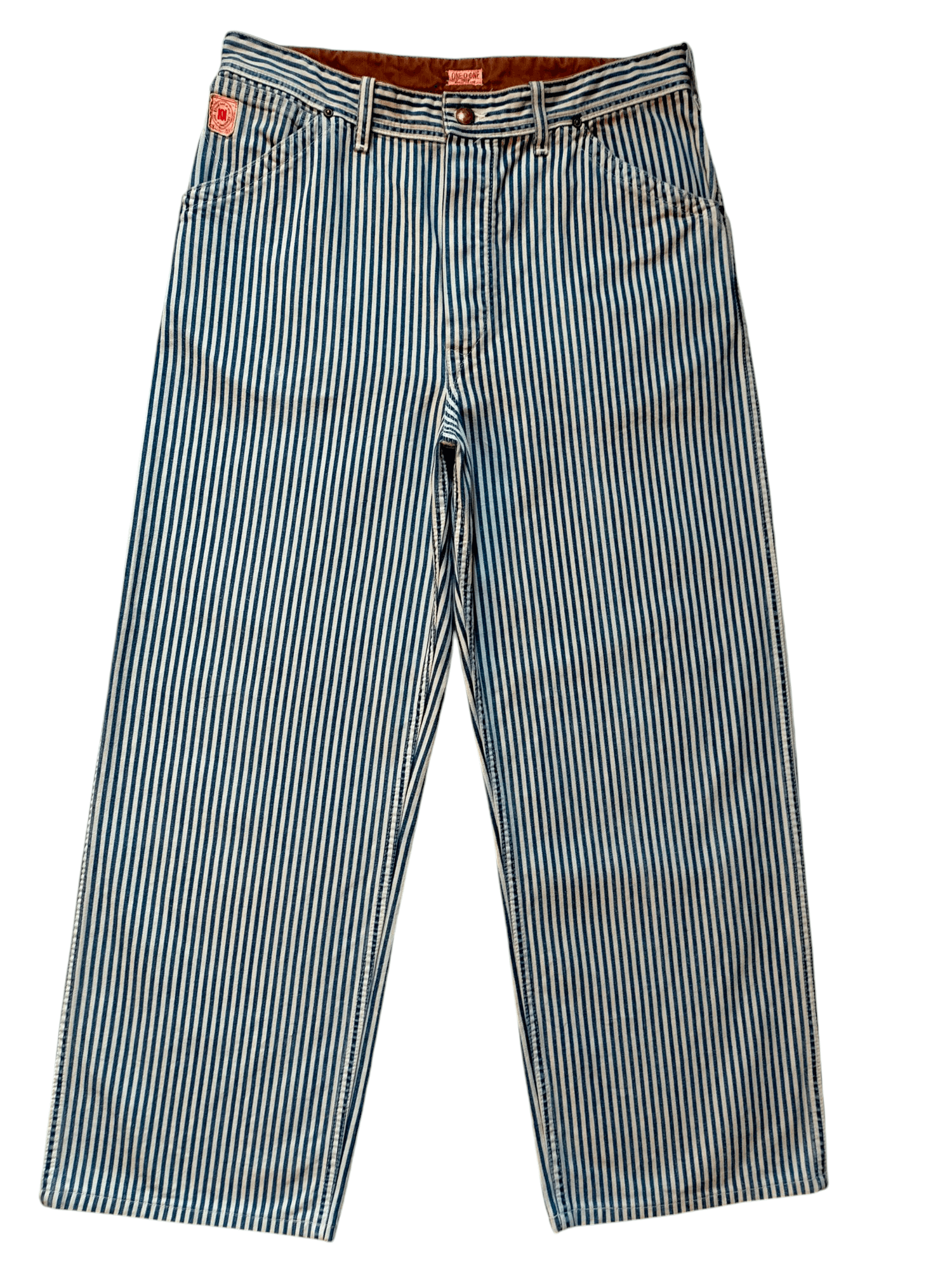 Edwin Vtg 90s ONE-O-ONE 101 Edwin Hickory Workwear Wide Leg Jeans Size US 34 / EU 50 - 2 Thumbnail