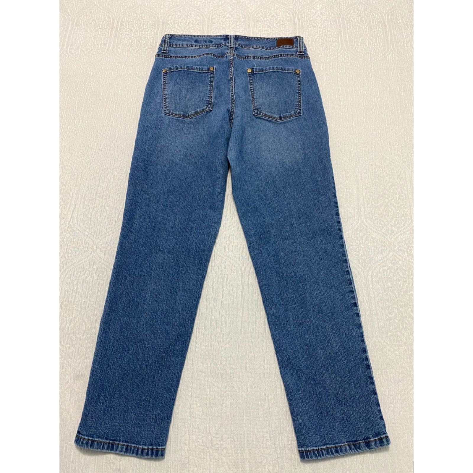 Jones New York Jones New York Miranda Jeans Womens 8 Slim Skinny 5-Pocket Denim Blue Floral Embroidered Stretch Size 30" / US 8 / IT 44 - 2 Thumbnail