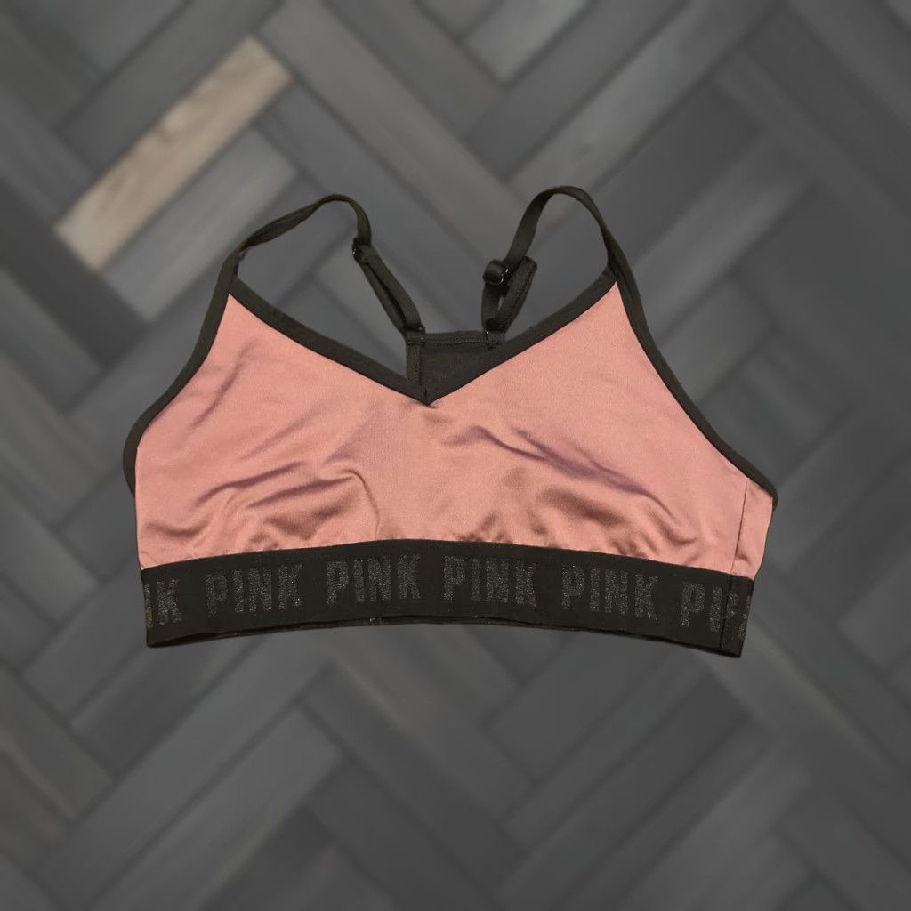 Pinko PINK Ultimate Lightly Lined Bra Sport Racerback Pullover Small Pink Logo Belt Womens Size ONE SIZE - 1 Thumbnail