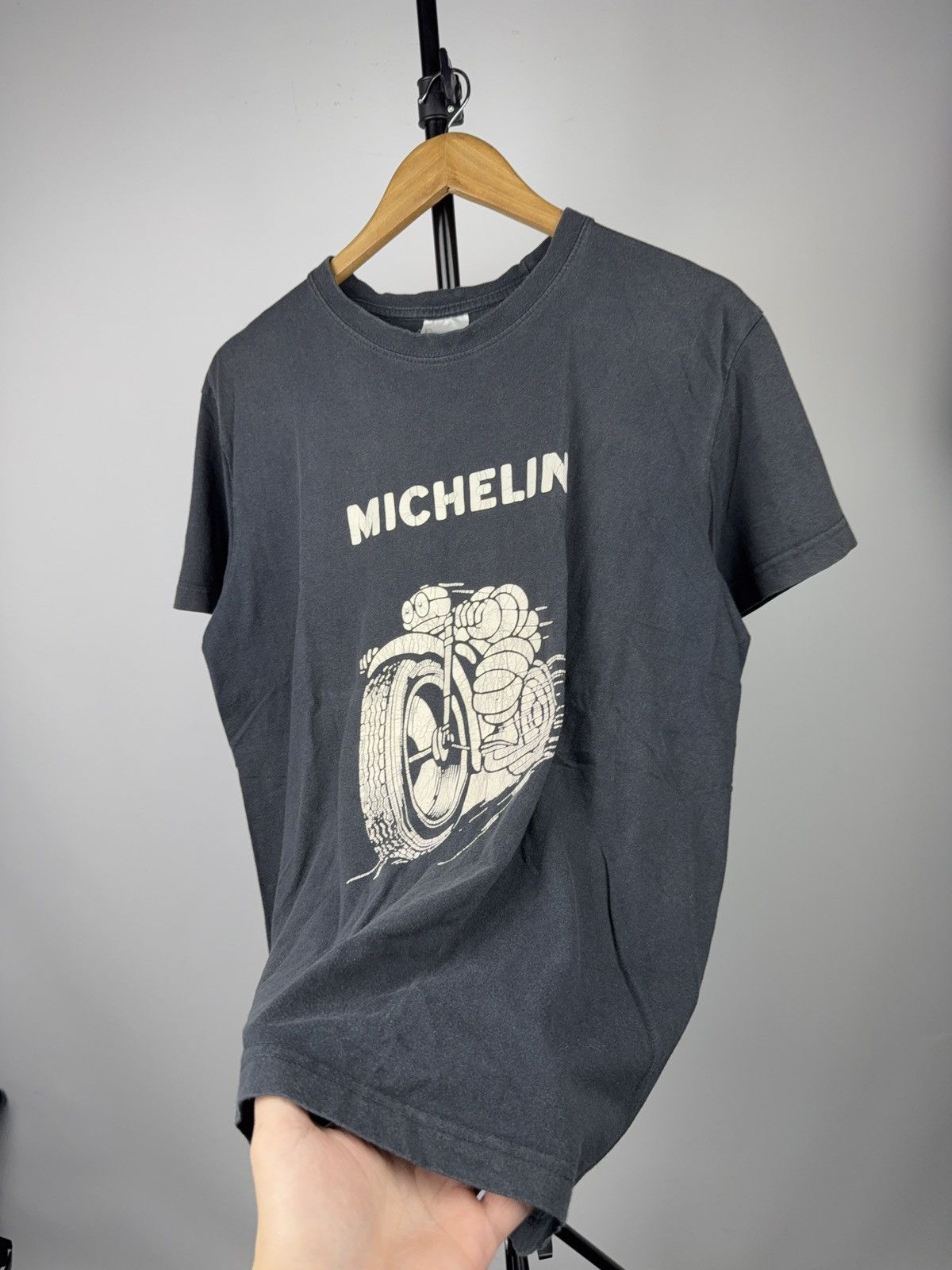 Vintage 90s Vintage Michelin Moto Racing Bibendum Tee Black Faded L Size US L / EU 52-54 / 3 - 3 Thumbnail