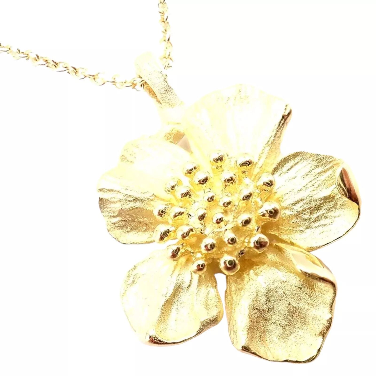 Tiffany & Co. Vintage Tiffany & Co 18K Yellow Gold Flower Pendant Necklace Size ONE SIZE - 1 Thumbnail