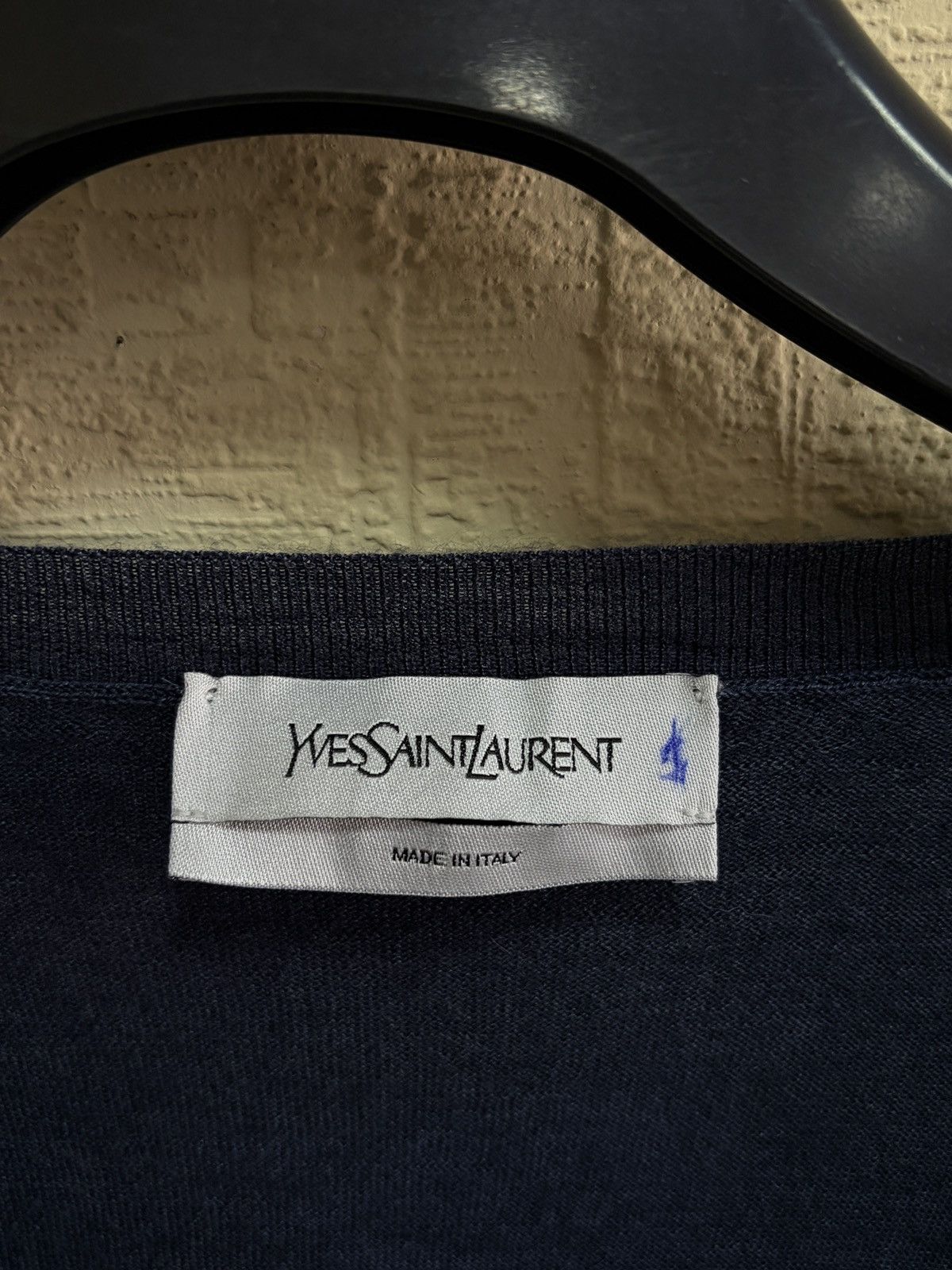 Yves Saint Laurent Yves Saint Laurent YSL Cashmere Silk V-Neck Sweater Navy XL Size US XL / EU 56 / 4 - 4 Thumbnail