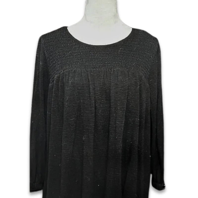 Other Melloday Blouse Smock Long Sleeves Stretchy Black Women's 1X Size XL / US 12-14 / IT 48-50 - 2 Thumbnail
