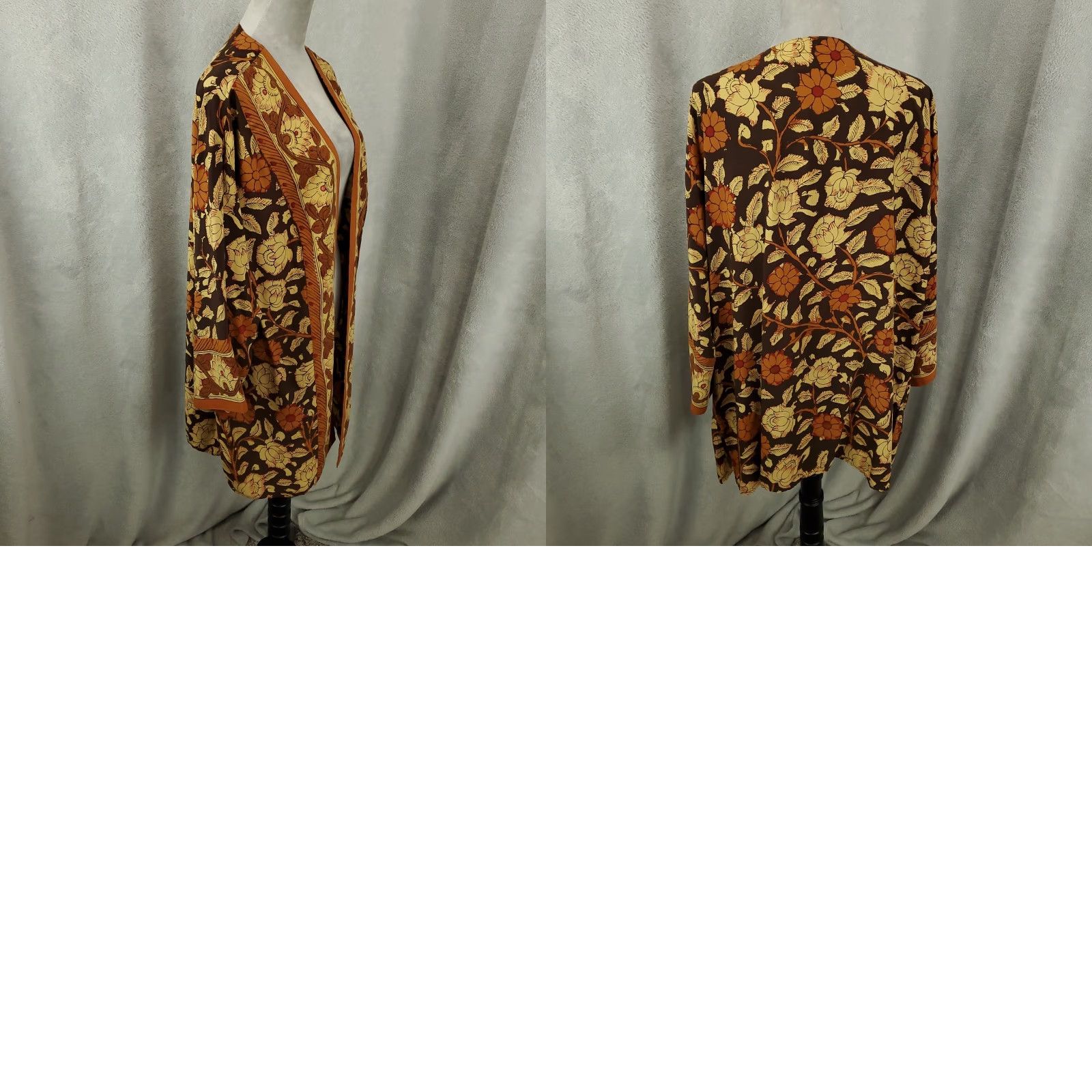 Soft Surroundings Soft Surroundings Cardigan Adult 1X Brown Floral Open Front Lightweight Flowy Bohemian Womens Size XL / US 12-14 / IT 48-50 - 8 Thumbnail