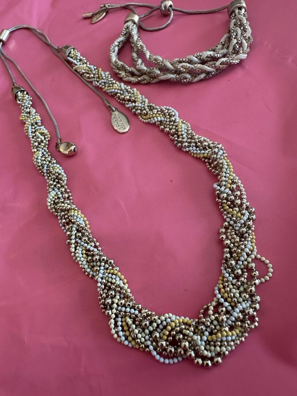 Ann Taylor Set Ann Taylor Goldtone Tiny Bead Braided Multi Strand Adjus Size ONE SIZE - 6 Thumbnail