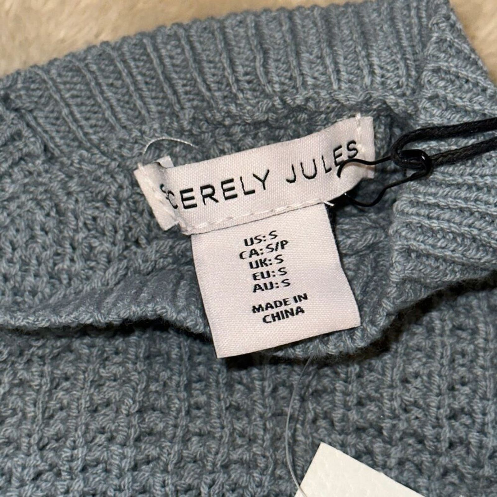 Other Sincerely Jules Blue Waffle Knit V-Neck Sweater | Sz S, NWT Size S / US 4 / IT 40 - 3 Thumbnail