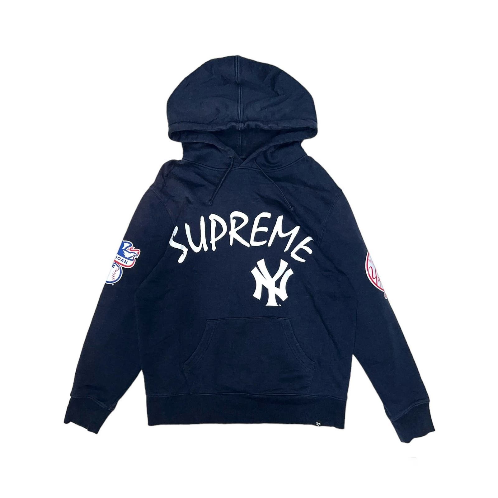 image of Supreme X Yankees Mlb Hoodie in Blue, Men's (Size Small)