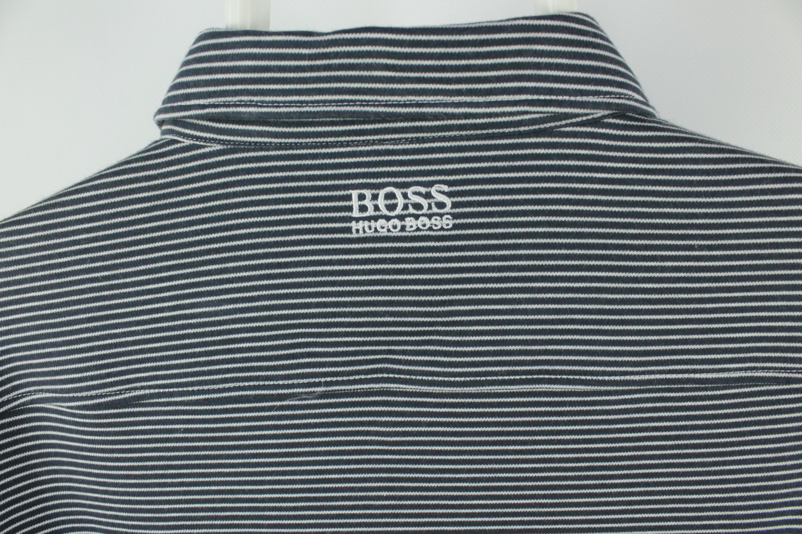 Designer × Hugo Boss Hugo Boss Gray Stripe Cotton Pique Slim Fit Casual Shirt Size US XL / EU 56 / 4 - 7 Thumbnail
