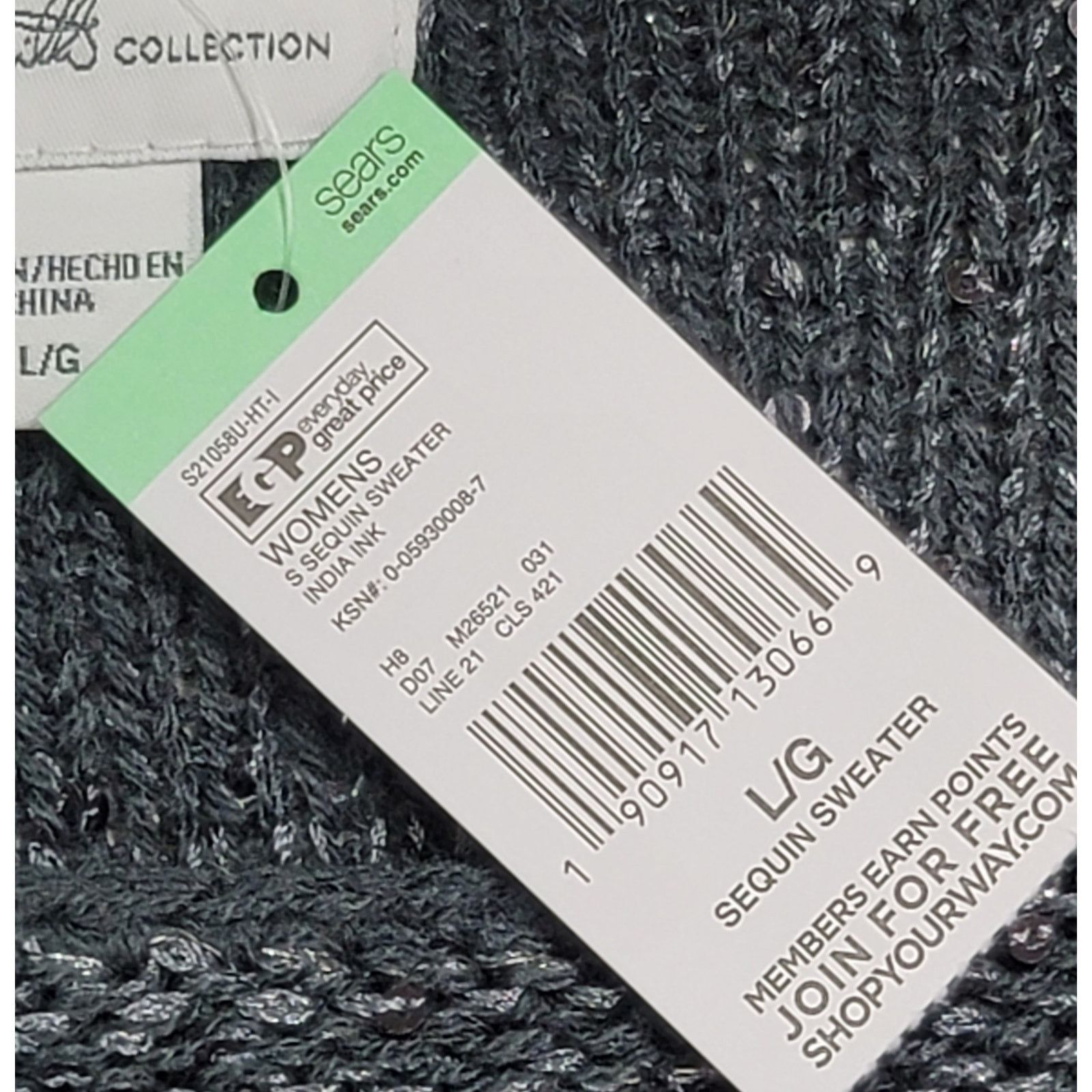 Other Jaclyn Smith Charcoal Sequin Layered Hem Sweater Large NWT Size L / US 10 / IT 46 - 3 Thumbnail