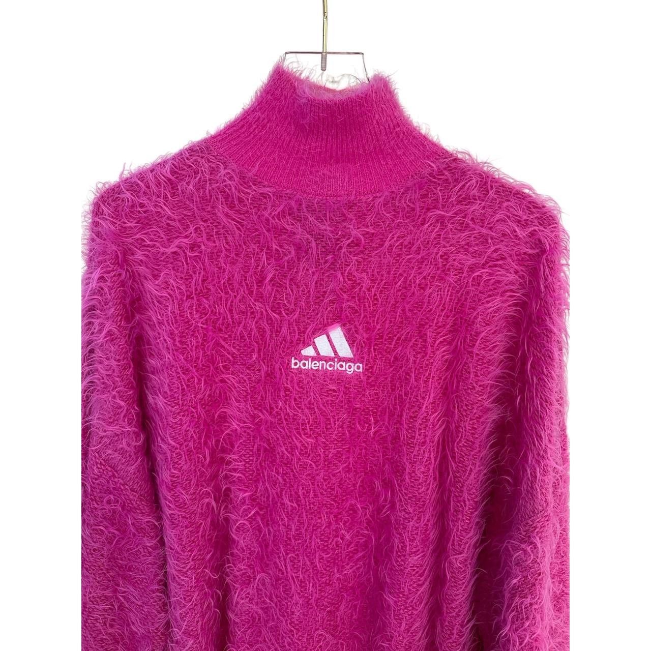 Balenciaga Balenciaga Bright Pink Knit High Collar Tunic Sweater Sz.L Size L / US 10 / IT 46 - 3 Thumbnail