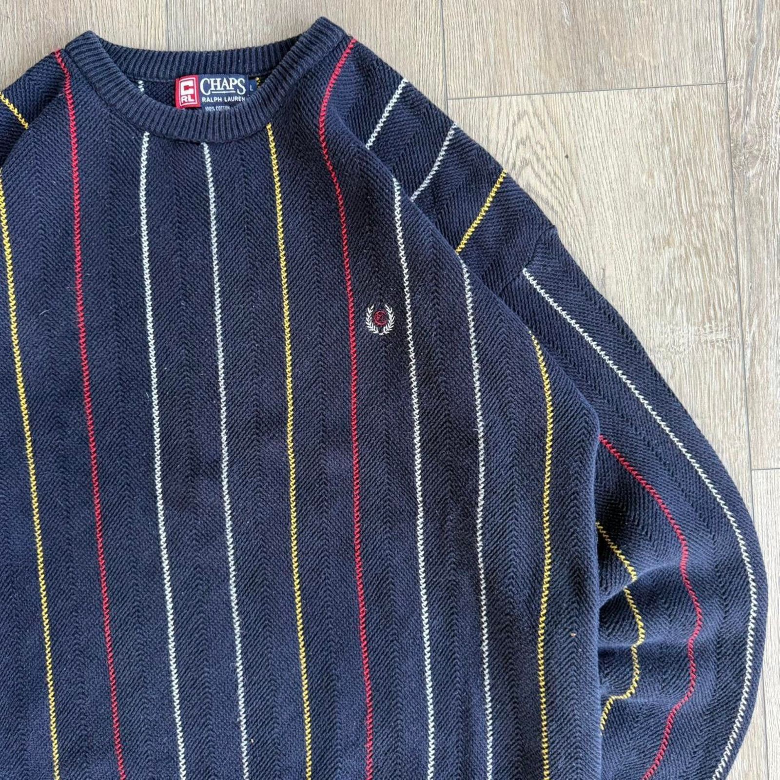 Chaps Vintage 90s chaps striped sweater Size US L / EU 52-54 / 3 - 3 Thumbnail