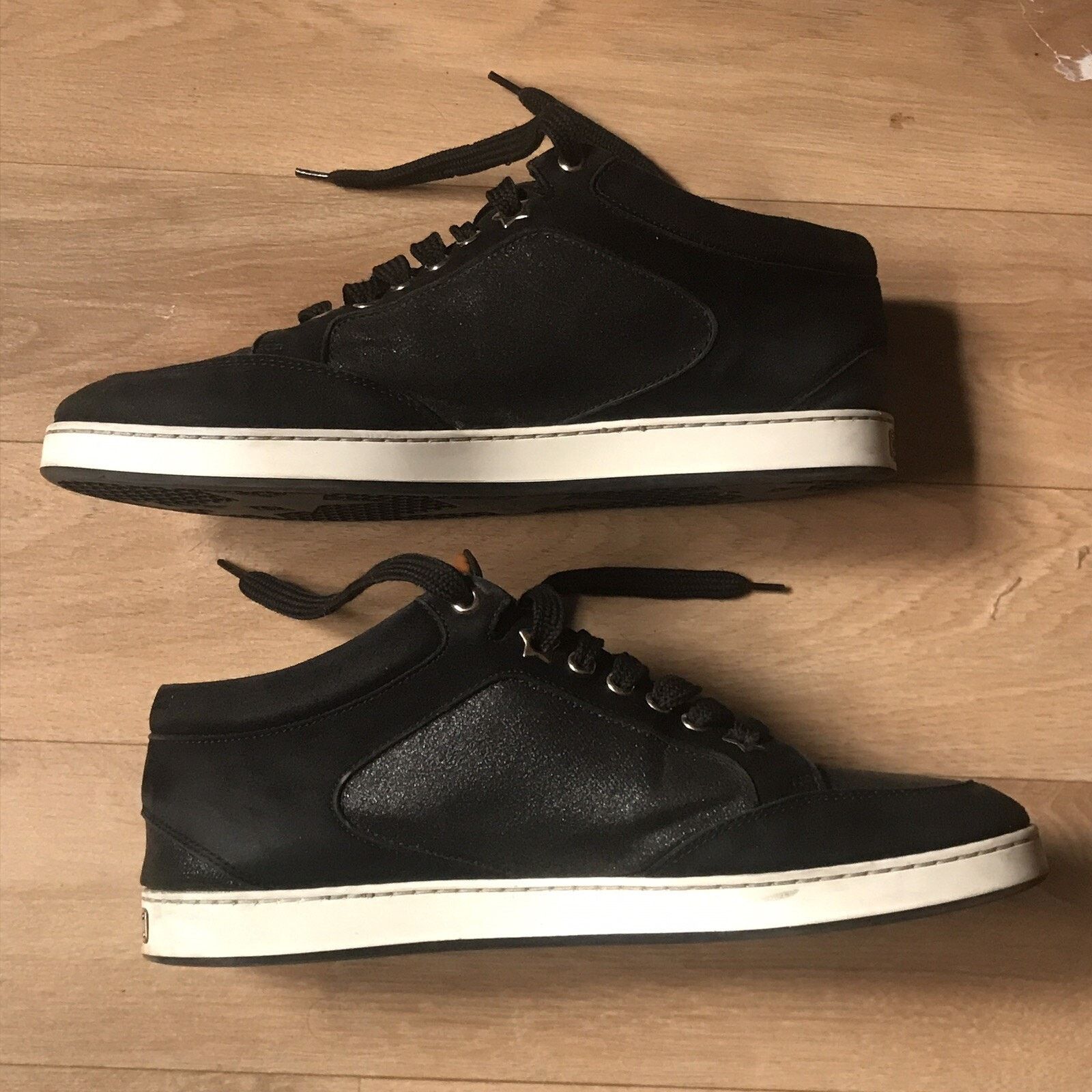 Jimmy Choo JIMMY CHOO Miami Sneaker SHOES glitter BLACK Leather WOMENS Size US 9 / IT 39 - 3 Thumbnail