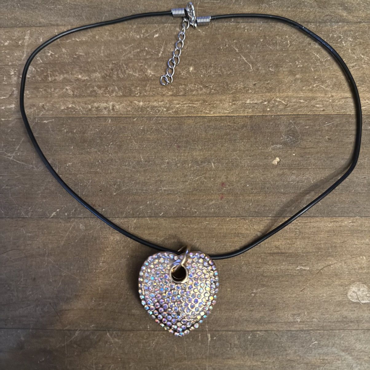 Other Gold tone puffed AB pave heart pendant cord necklace Size ONE SIZE - 2 Thumbnail