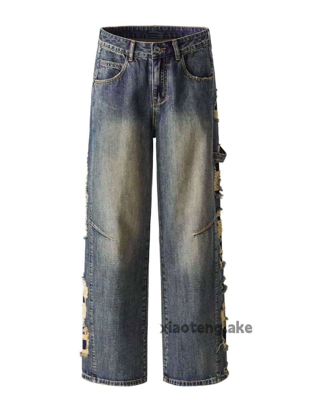 Jean Utility washed faded loose baggy ripped hiphop jeans Size US 34 / EU 50 - 5 Thumbnail
