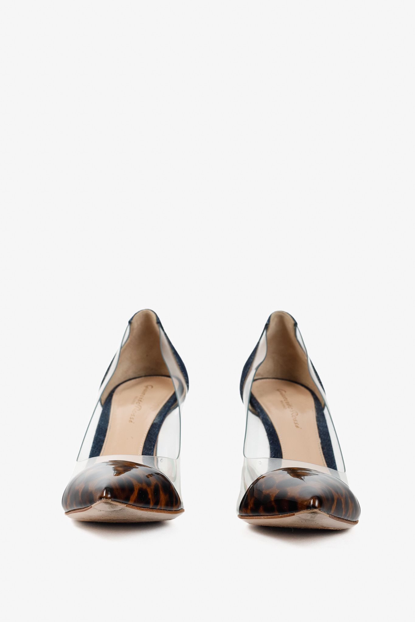 Gianvito Rossi Gianvito Rossi Plexi 70 Denim & Patent Leopard Heels Size US 8.5 / IT 38.5 - 2 Thumbnail