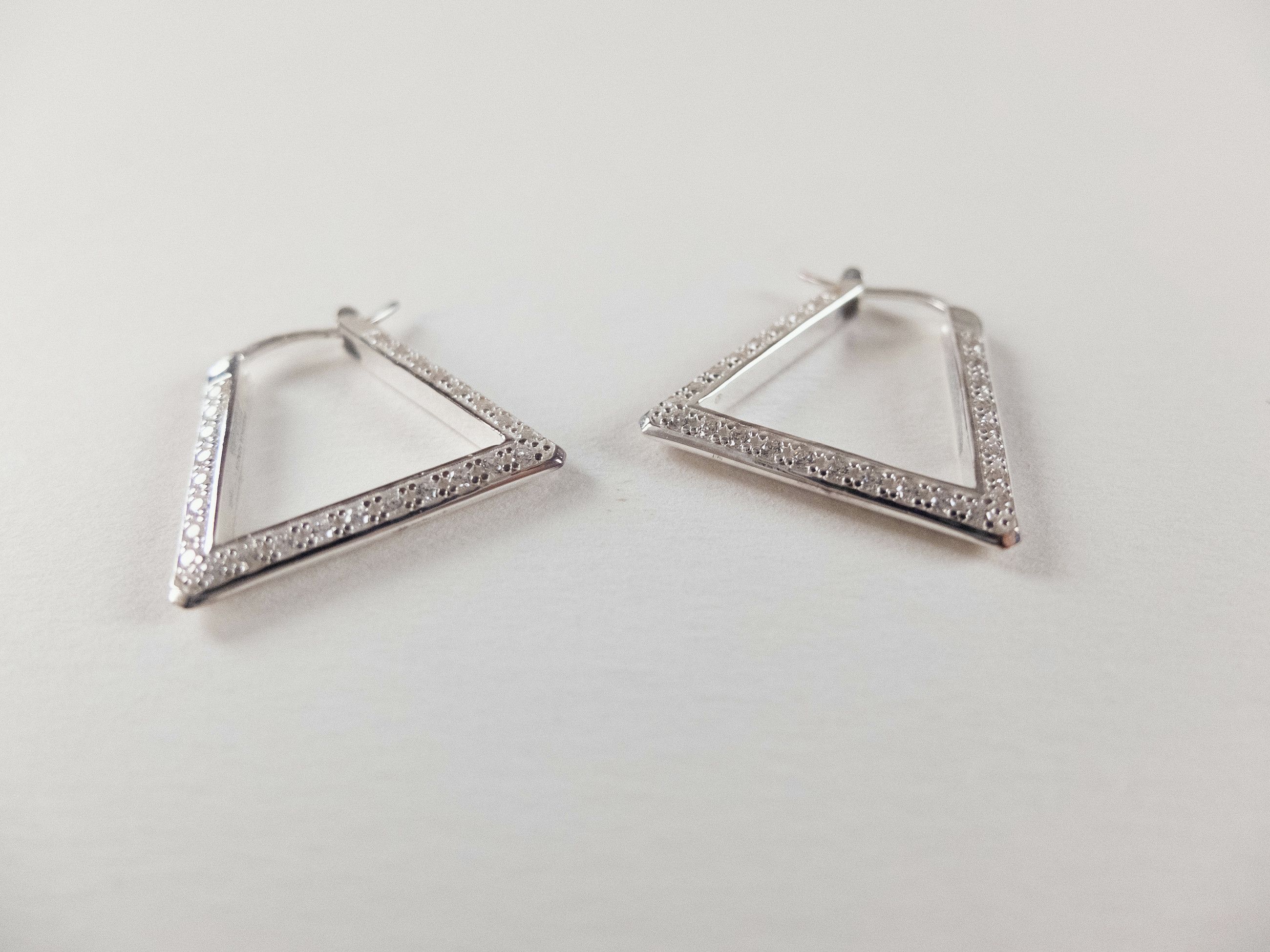 Bottega Veneta BOTTEGA VENETA Triangle Sterling silver earrings w crystals Size ONE SIZE - 5 Thumbnail