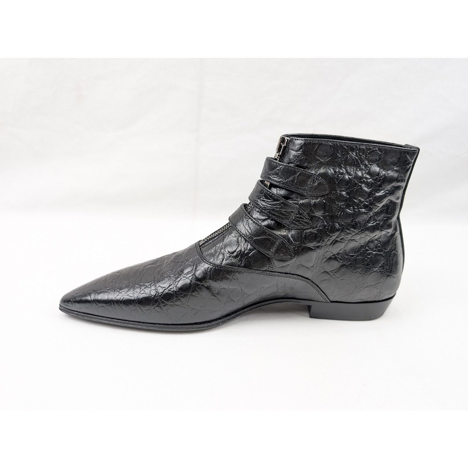 Saint Laurent Paris o1rshd1 Goth 15 Zip Buckle Boots Fake Cocco Yankee in Nero Size US 8.5 / EU 41-42 - 7 Thumbnail
