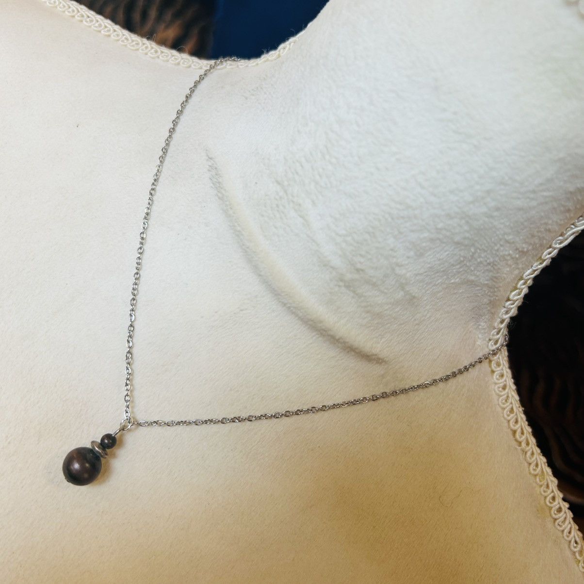 Vintage Handcrafted vintage metal beaded pendant on chain necklace Size ONE SIZE - 1 Thumbnail