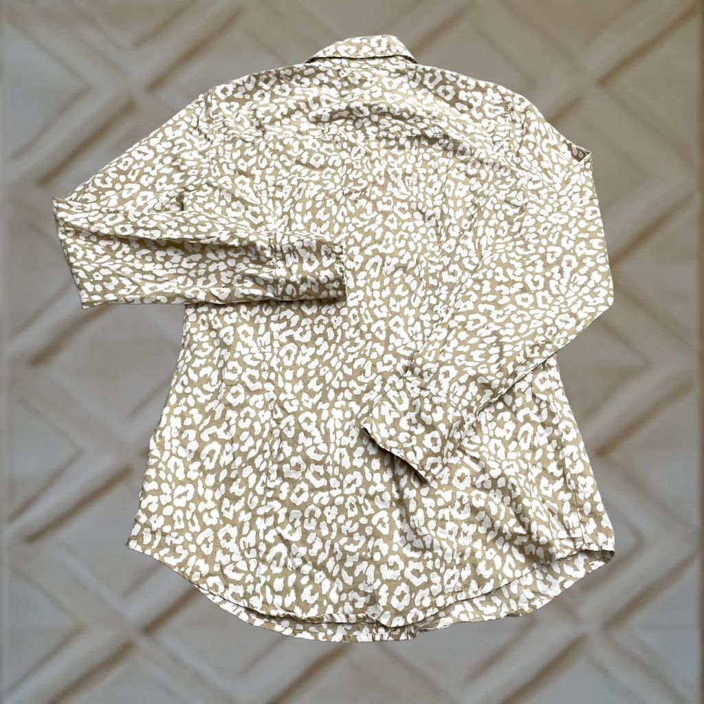 J.Crew J.CREW Animal Print Button-Down Shirt Womens XXS Brown White Long Sleeve Cotton Shirt Size XXS / US 00 / IT 34 - 1 Thumbnail