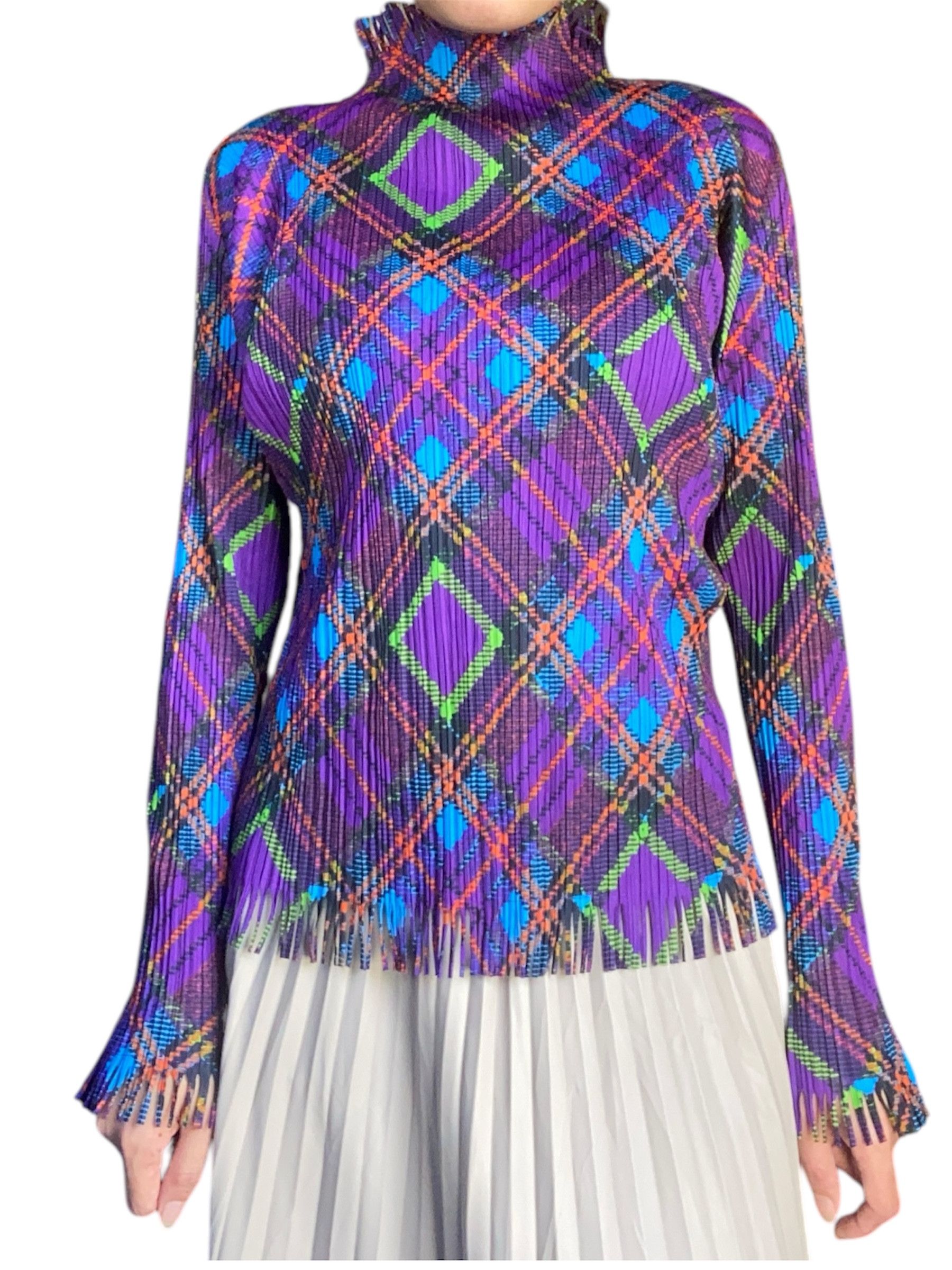 Issey Miyake ISSEY MIYAKE PLEATS PLEASE Argyle Print Fringe Size S / US 4 / IT 40 - 10 Thumbnail